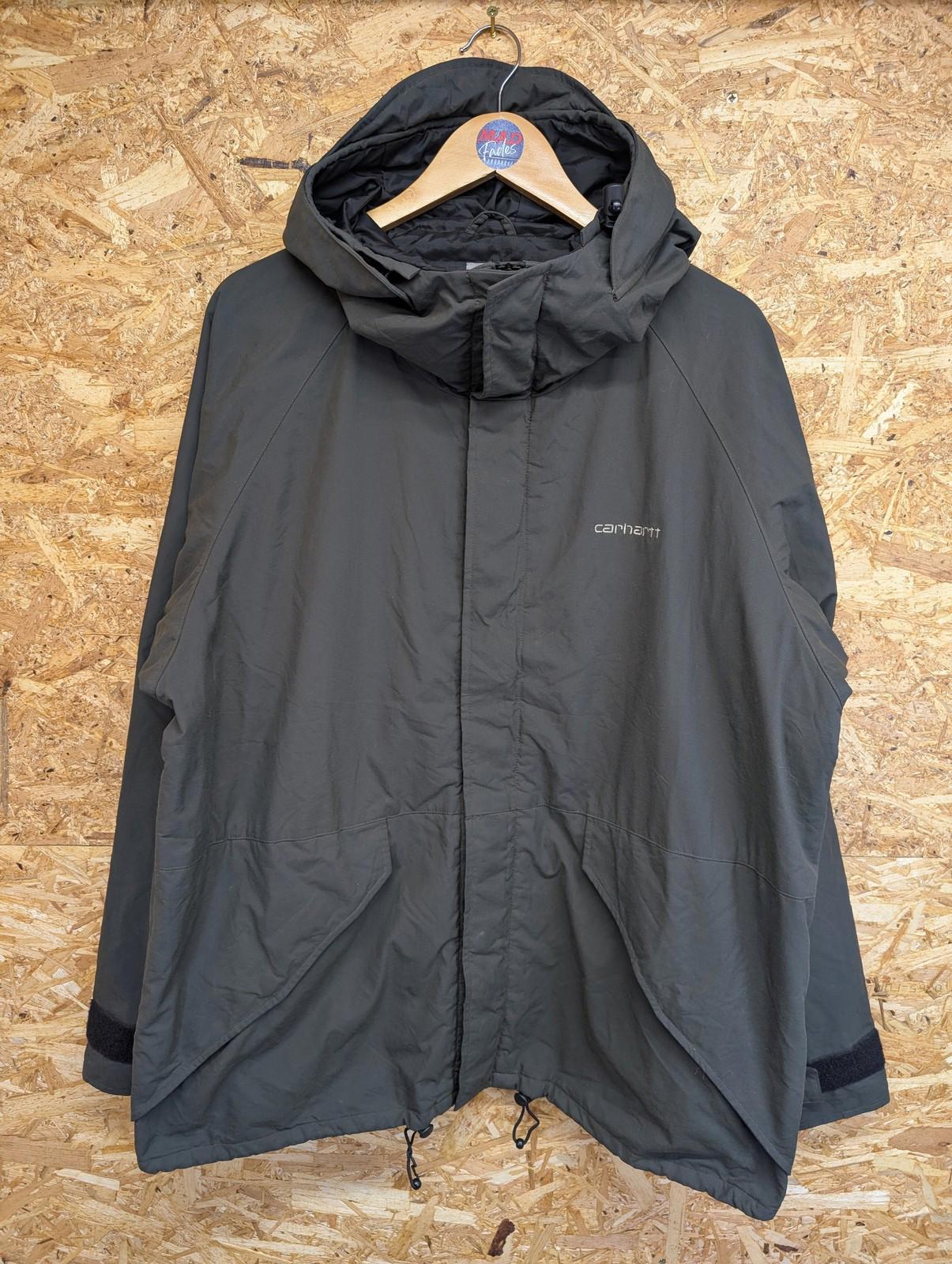 Carhartt Wax Lined Parka Jacket Large Men Hooded Nylon Casual Dark Green Khaki