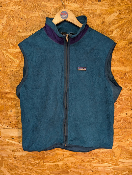 Vintage Patagonia PEF Fleece Vest Mens Large Teal Blue Full Zip USA Made 90s