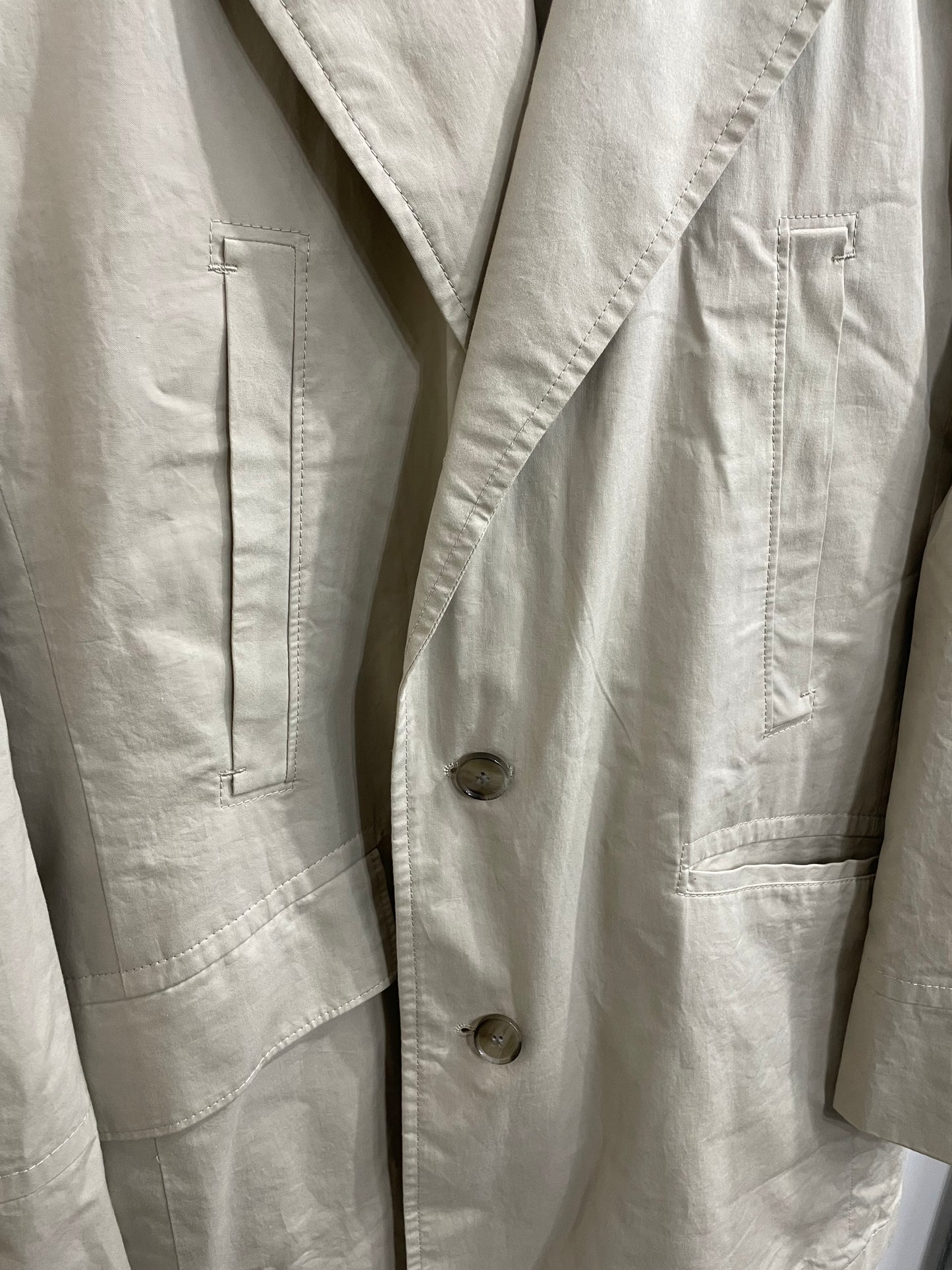 Boss Double Breasted Beige Showerproof Mac Trench Coat Cotton Mens 40 Medium