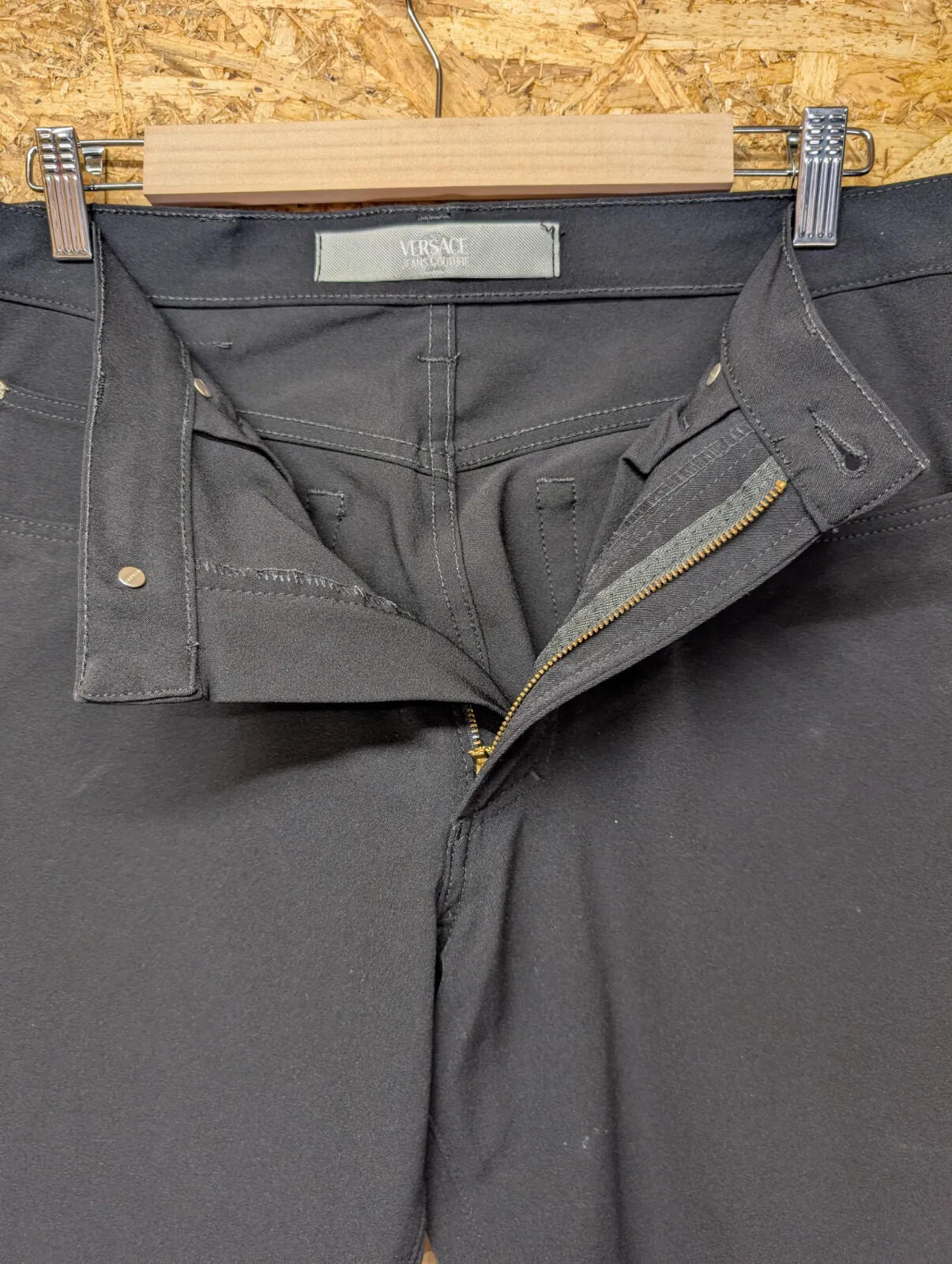 Versace Jeans Couture Trousers Mens W34 L32 Black Stretch Zip Fly Vintage 90s