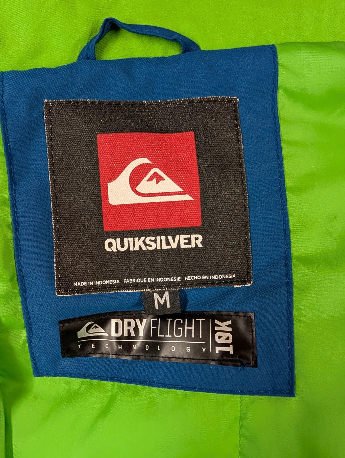 Quiksilver Snowboard Hooded Jacket Men Medium Teal Blue Waterproof DryFlight Ski