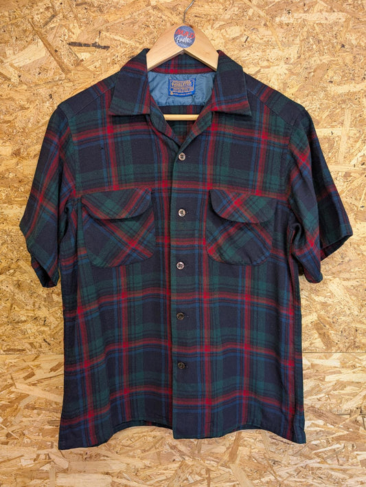 Pendleton Lodge Shirt Medium Red Green Navy Tartan Check Plaid Wool Vintage