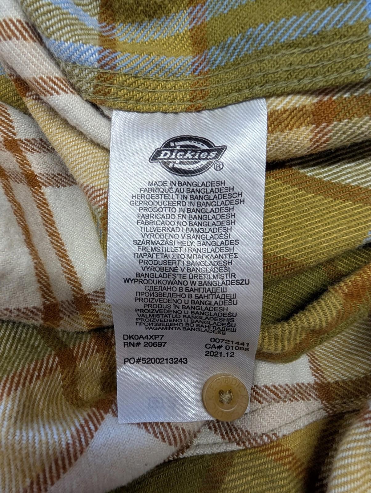 Dickies Plaid Shirt Men’s Medium Button-Up Casual Check Flannel Green