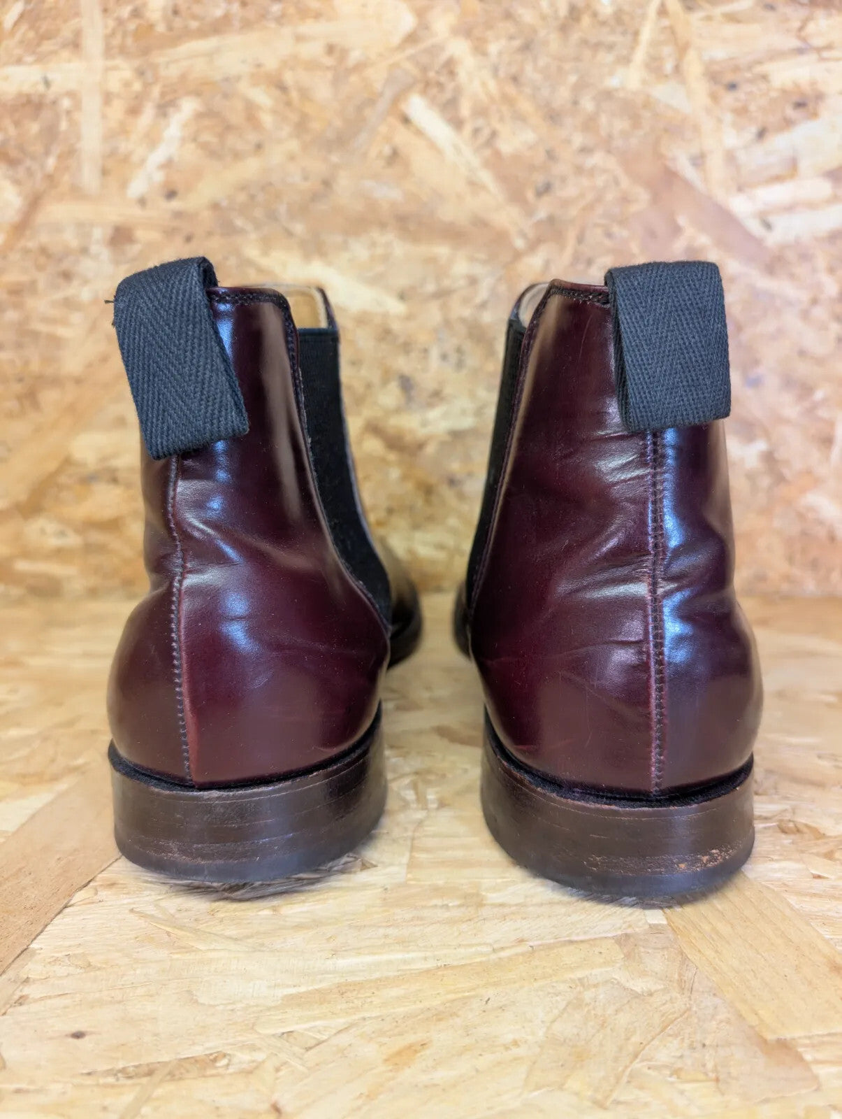 Loake Burgundy Leather Chelsea Boots Mens UK 7 England Made Slip-On Derby 1880