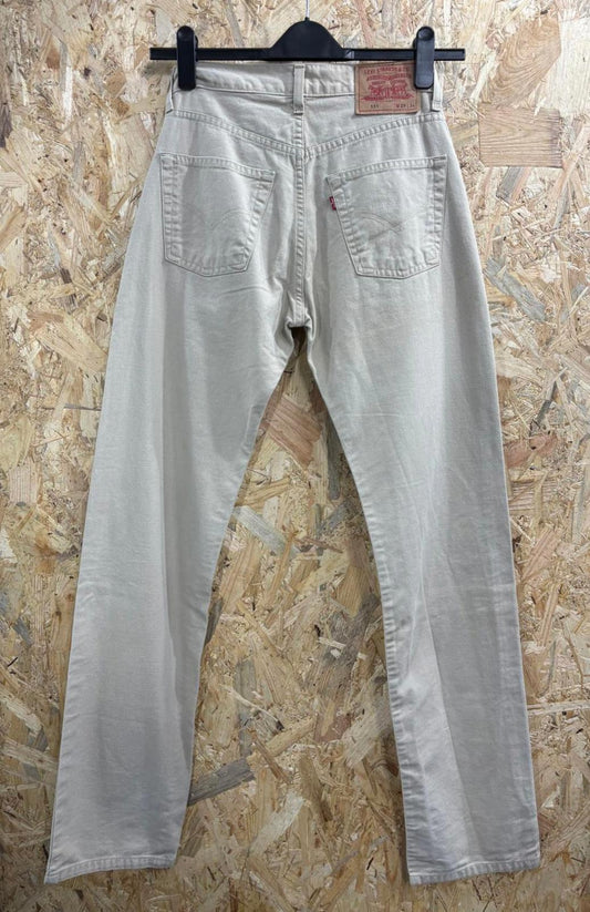 Vintage Levis 551 Beige Jeans W29 L34 Classic Fit Straight Leg 90s Button Fly