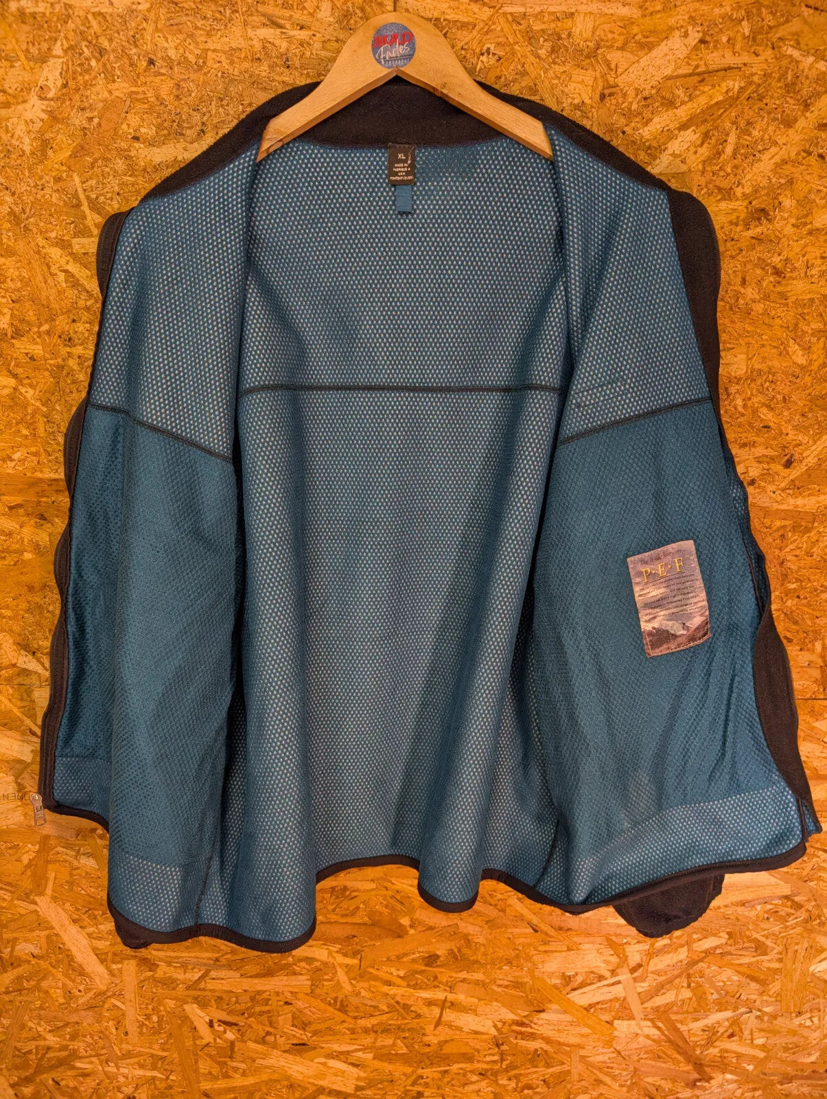 Vintage Patagonia P.E.F Full Zip Fleece Jacket Mens XL Black Blue USA Made 90s