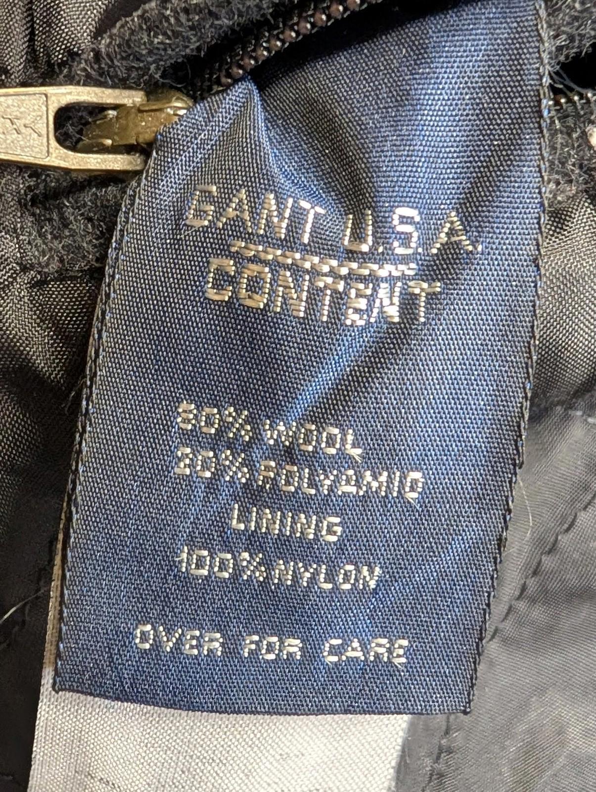 Gant Wool Overcoat Large Men Vintage 90s USA Black Mid-Length Blac Charcoal