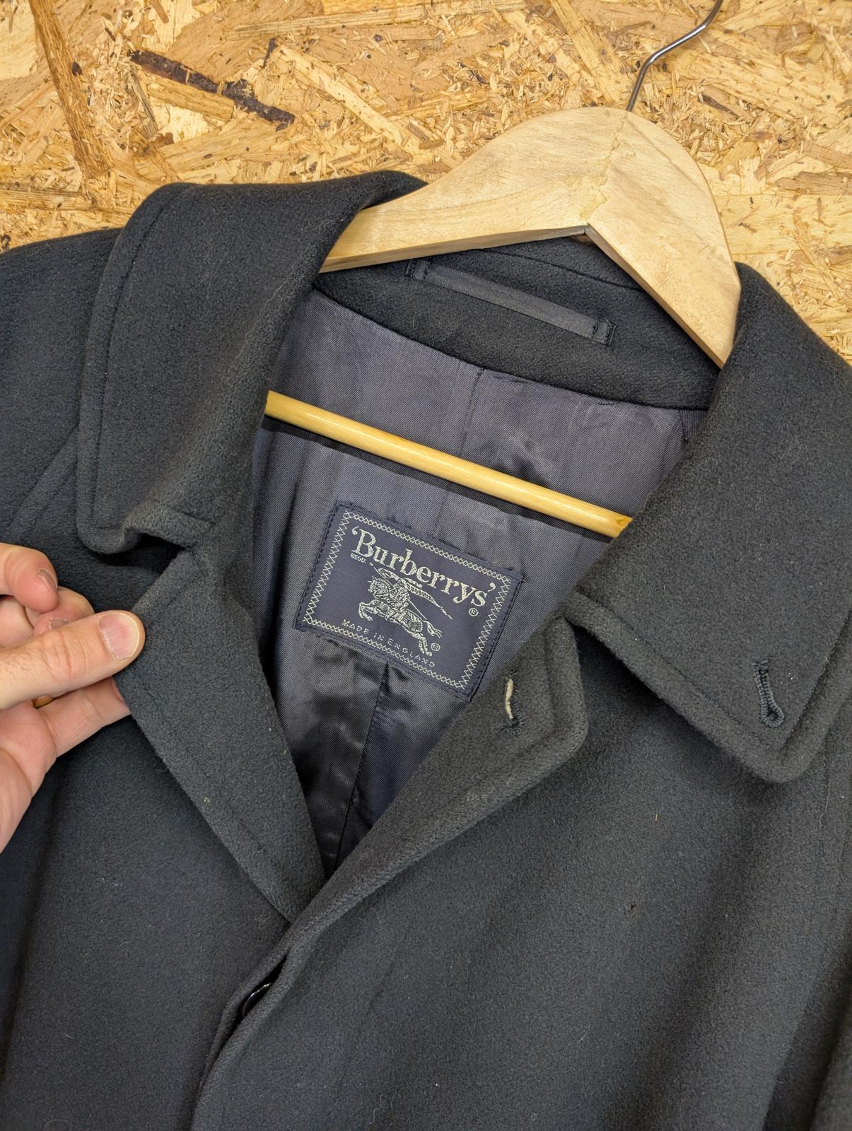 Burberrys London Over Coat XL J624455 Smart Wool Navy Blue CH96D 48 Long