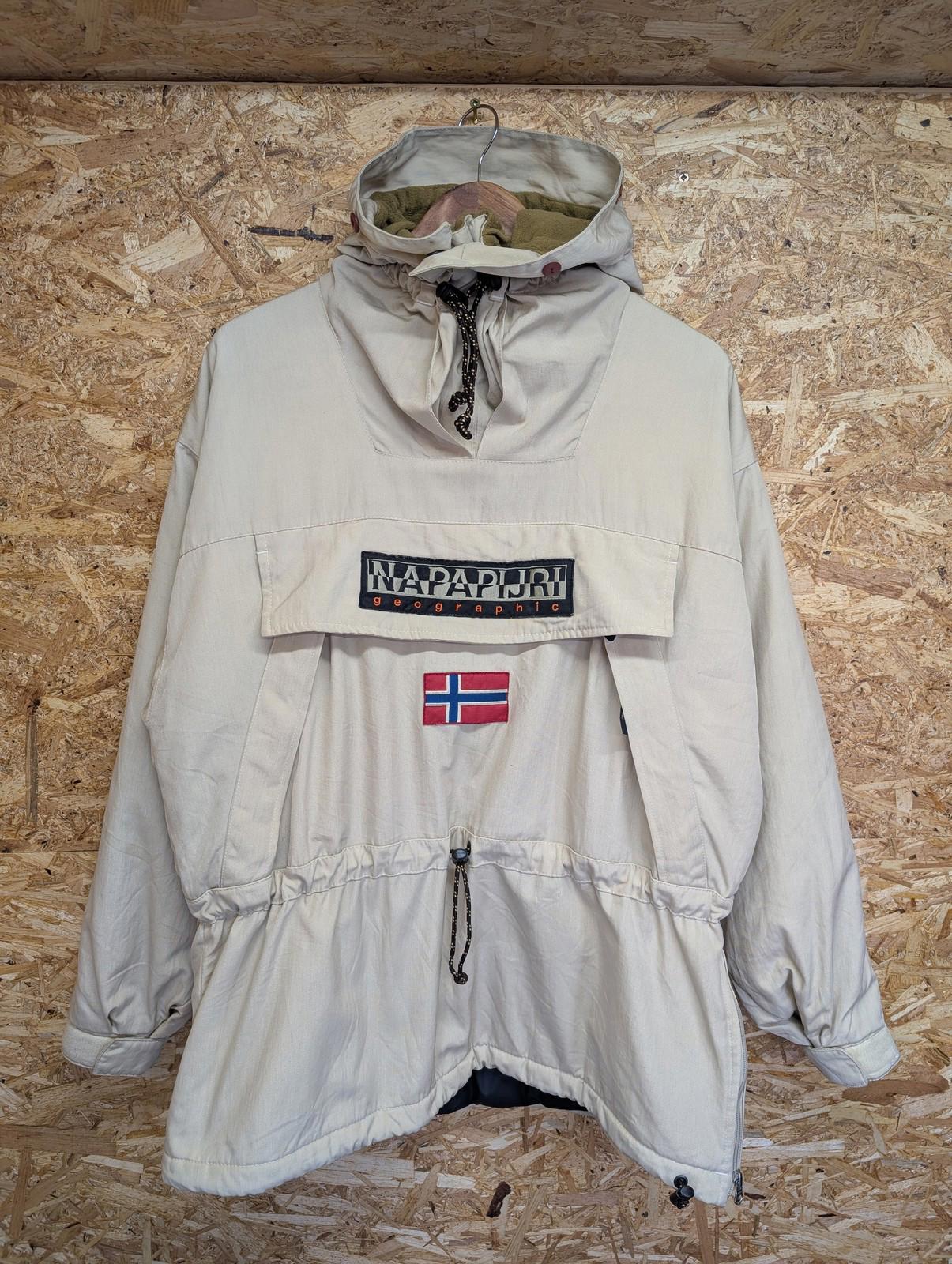 Napapijri Skiddo Smock Jacket Mens Medium Padded Anorak Beige Coat Vintage 90s