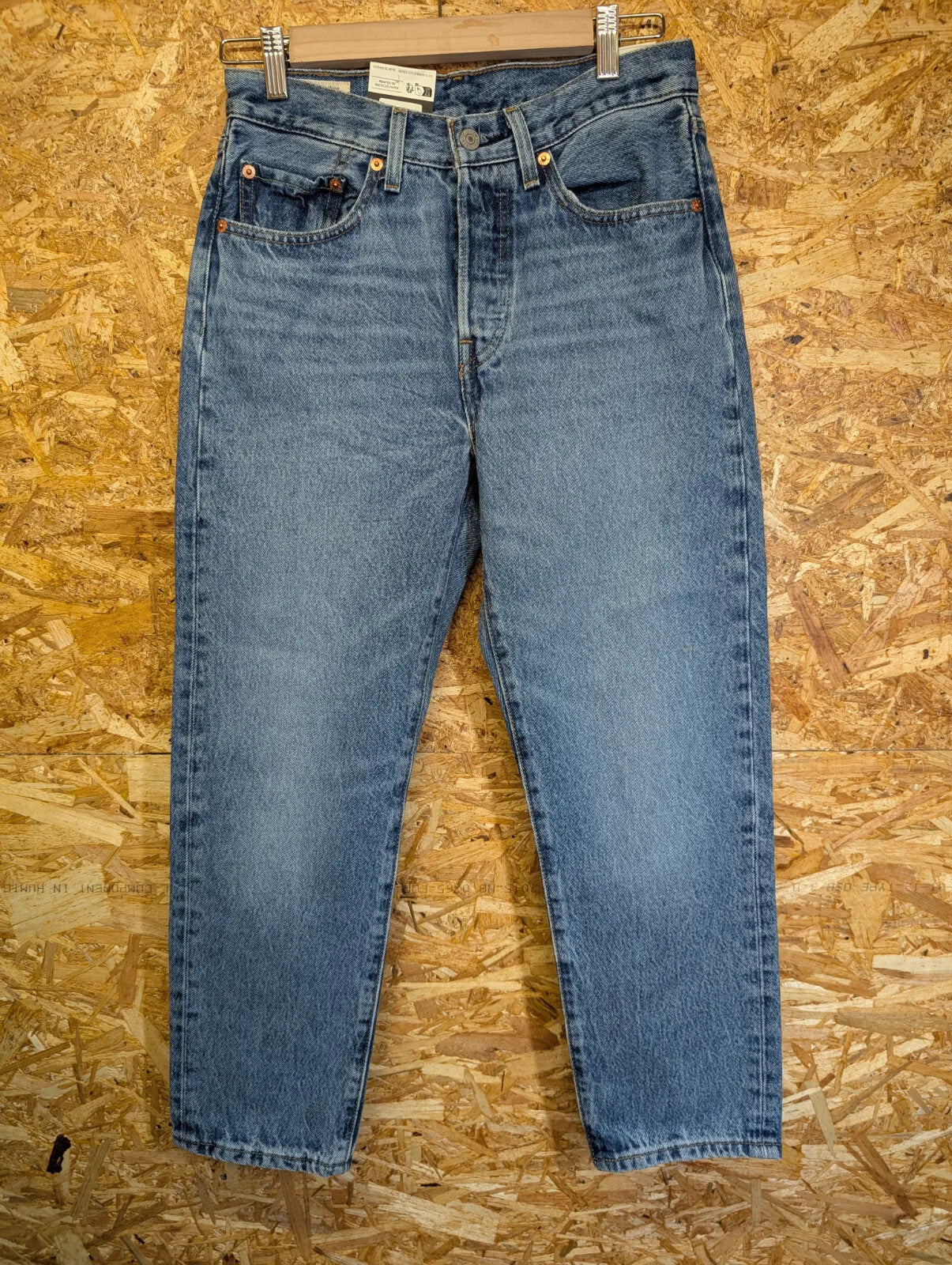 Levis 501 Original Cropped Jeans Women W26 L26 Blue Denim Regular Straight