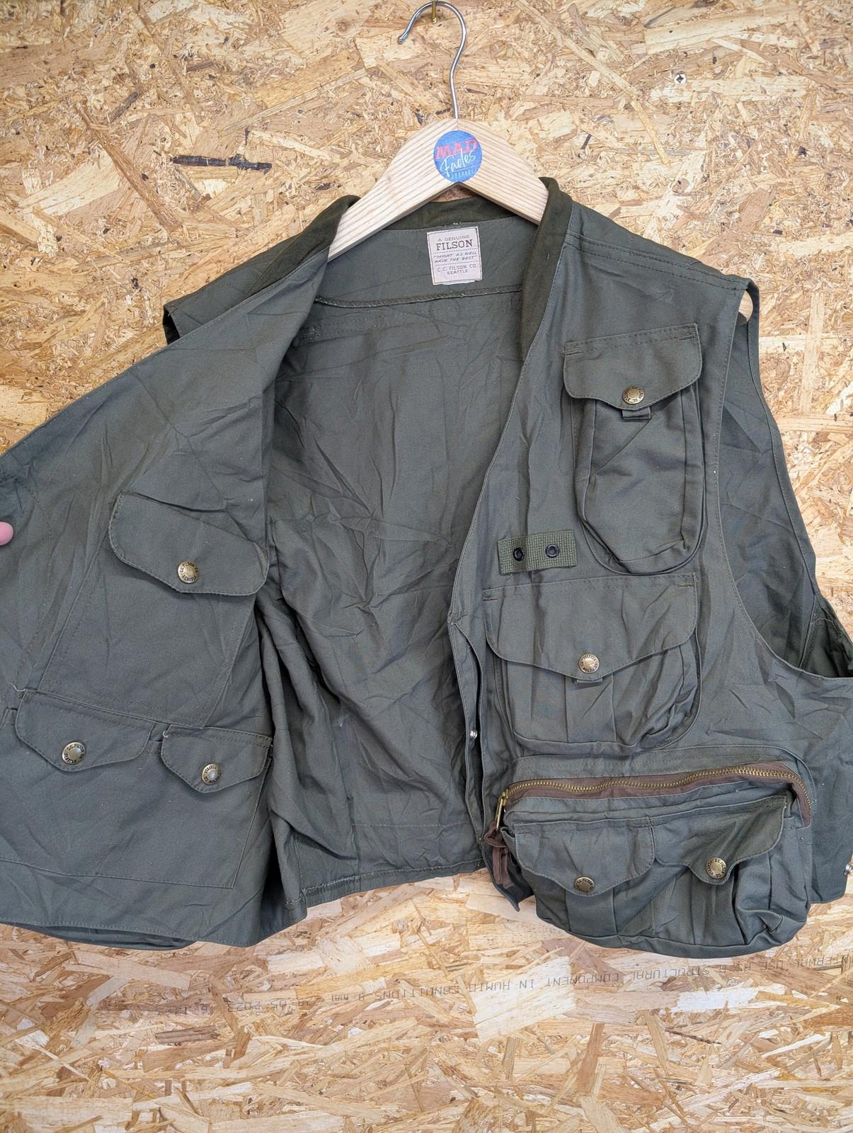 Filson Fly Fishing Vest Men XL USA Multi-Pocket Green Tactical Utility Spey