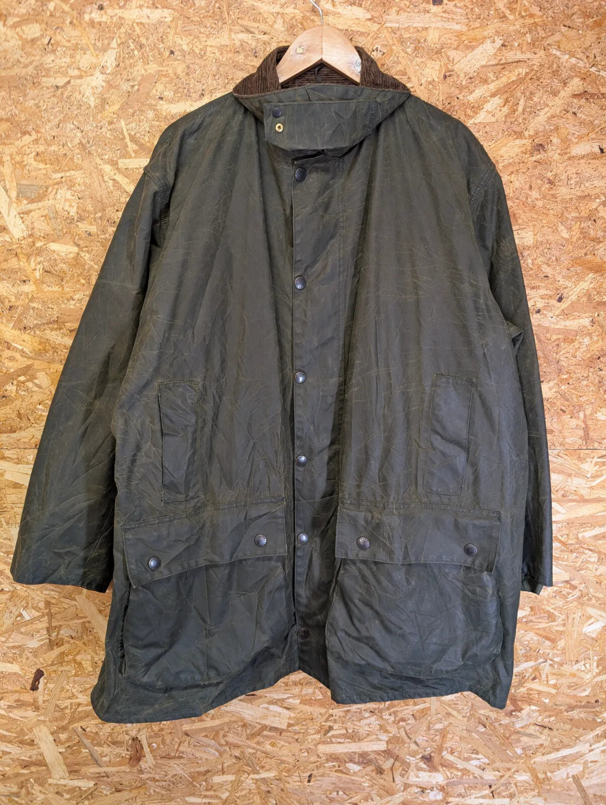 Vintage Barbour Northumbria A400 Wax Jacket C46 XXL Wool Lined Green Hooded 90s