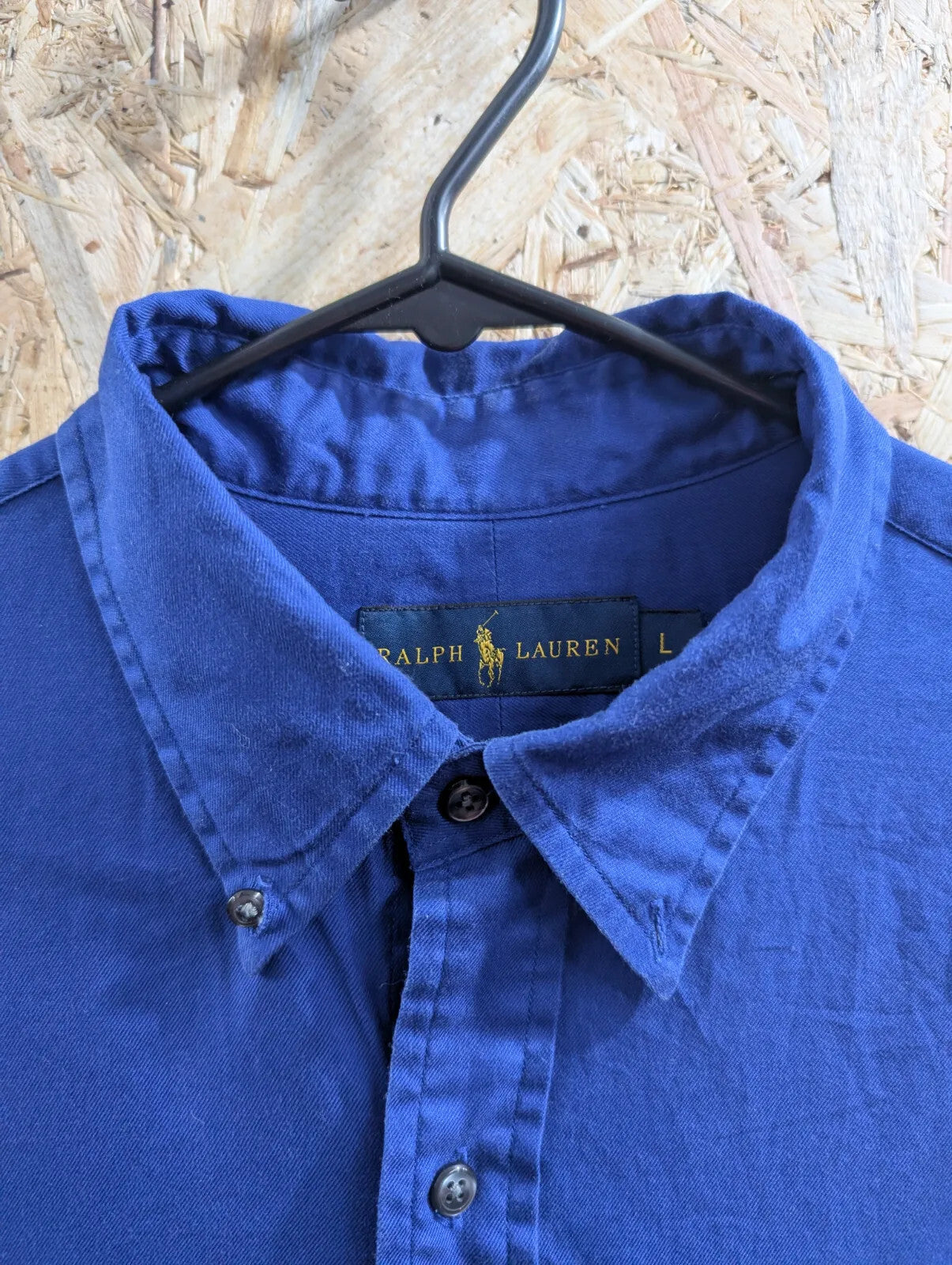 Polo Ralph Lauren Shirt Mens Large Royal Blue Cotton Long Sleeve Button Down