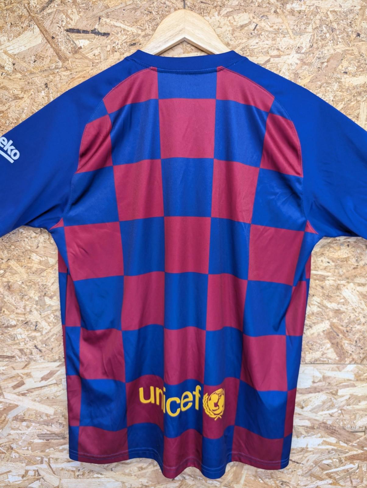Barcelona FC Shirt Large Men 2018-19 Check Short Sleeve Blue Red FCB Messi