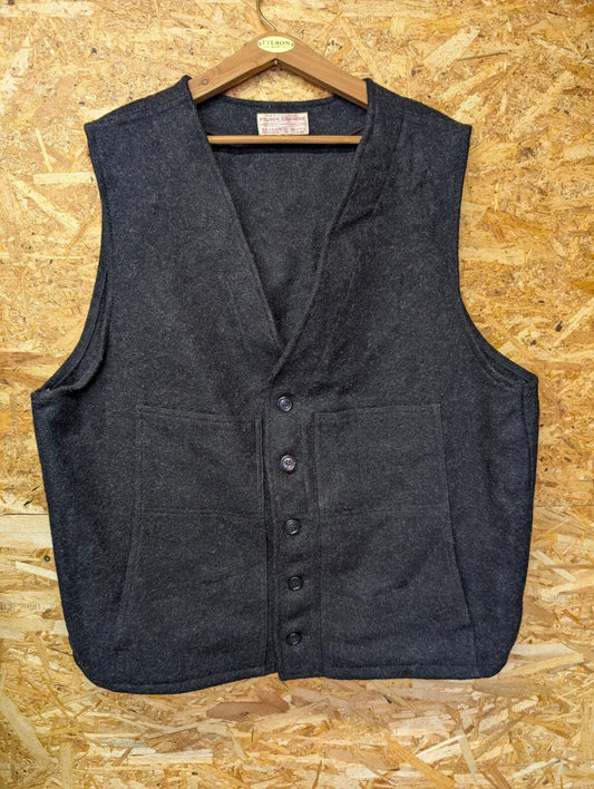 Filson Mackinaw Wool Vest Men XL 44 Grey Black Gilet USA Pocket Body Warmer