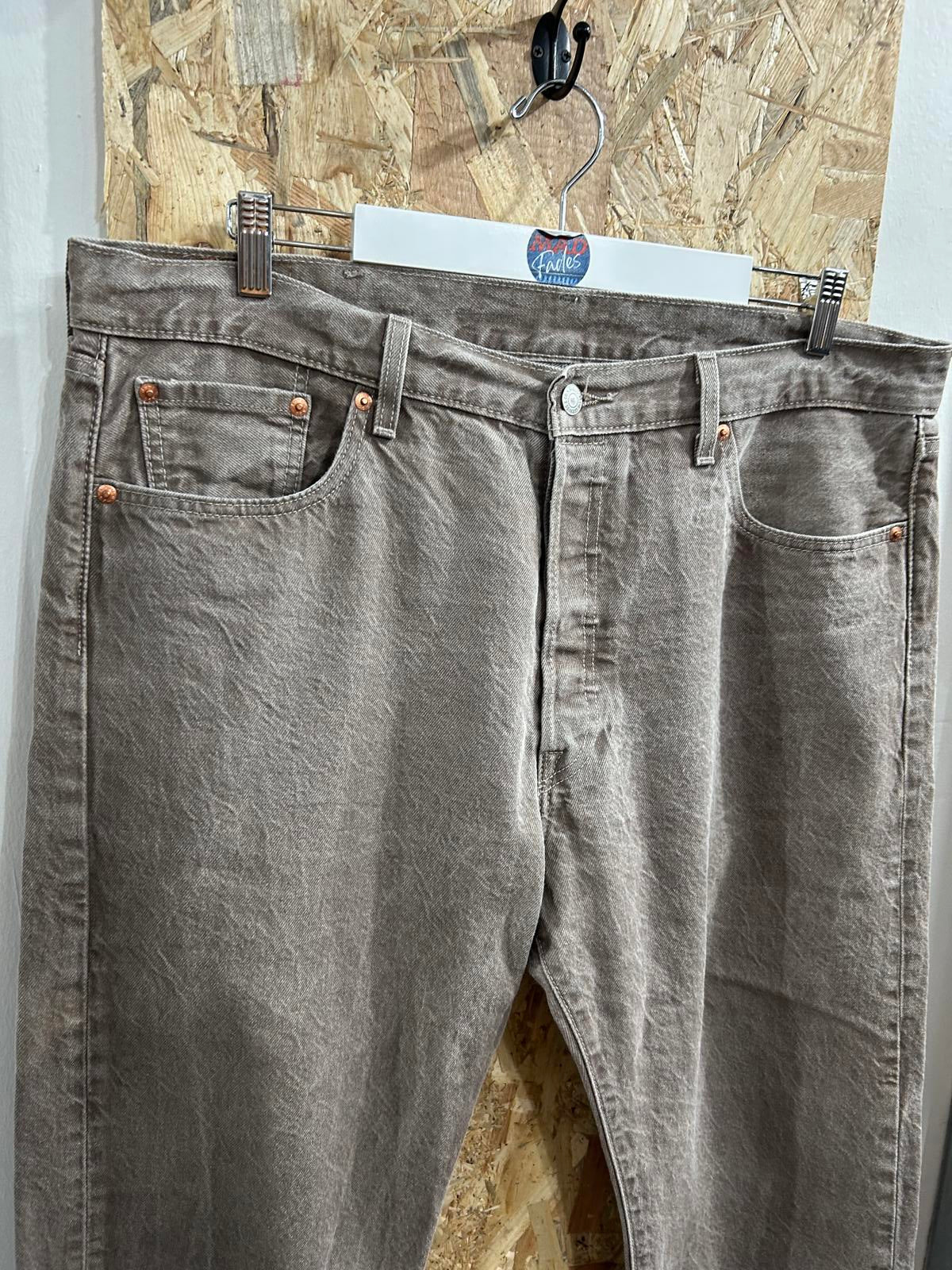 Levis 501 Fresh Produce Jeans W38 L31 Tall Beige Brown Denim Button Fly LVC