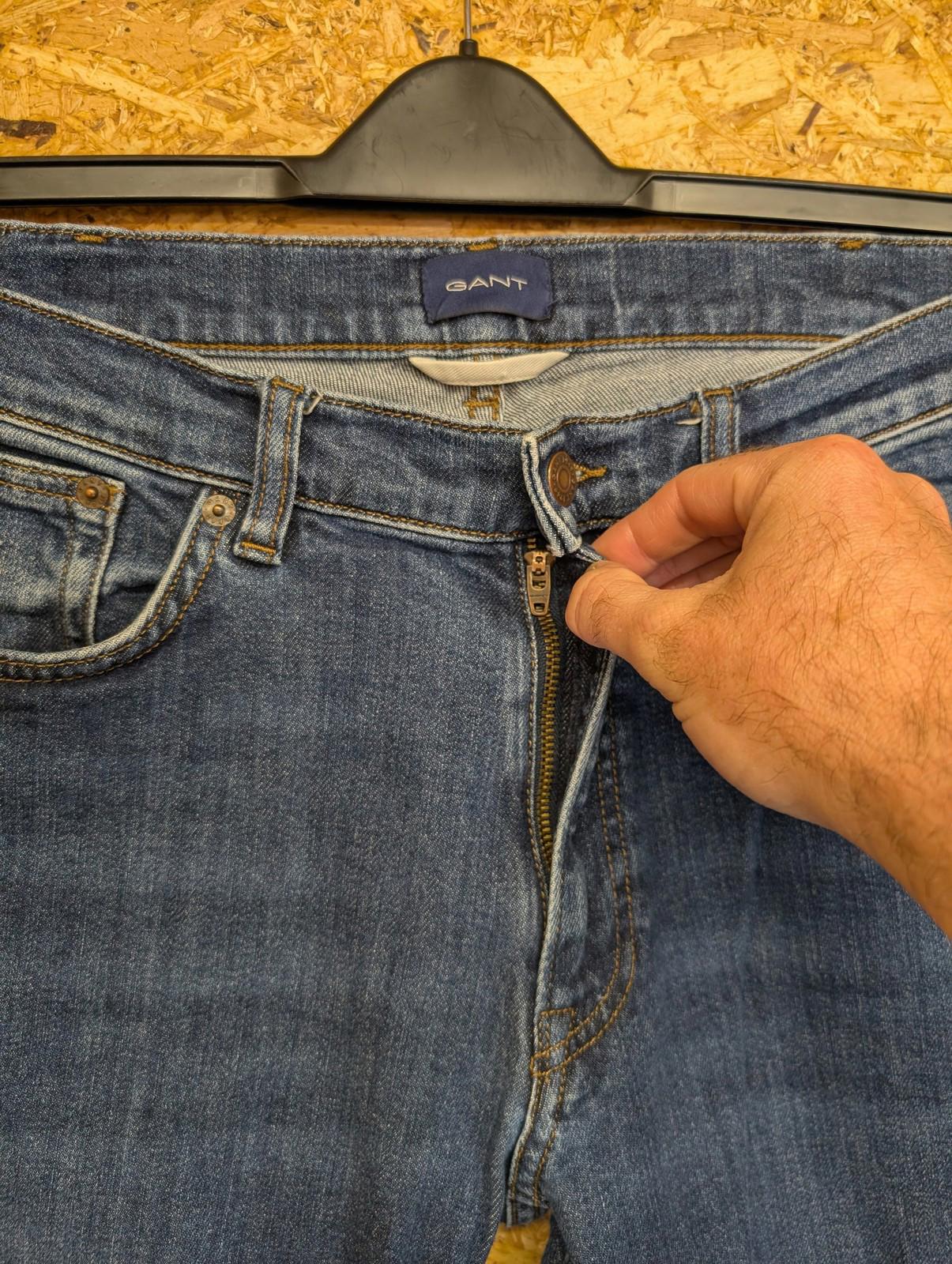 GANT Regular Fit Jeans W34 L30 Men Mid Blue Denim Stretch Zip Fly Regular Fit