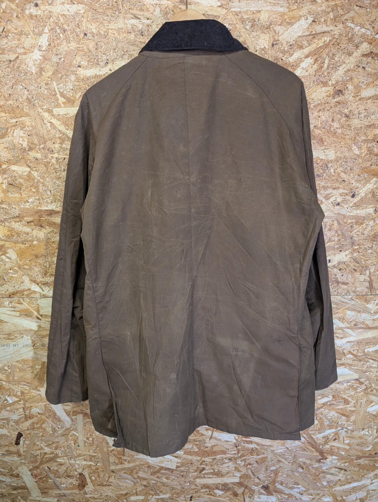 Barbour Ashby Wax Jacket XL Bark Khaki Rustic Brown England Tartan Cord Collar