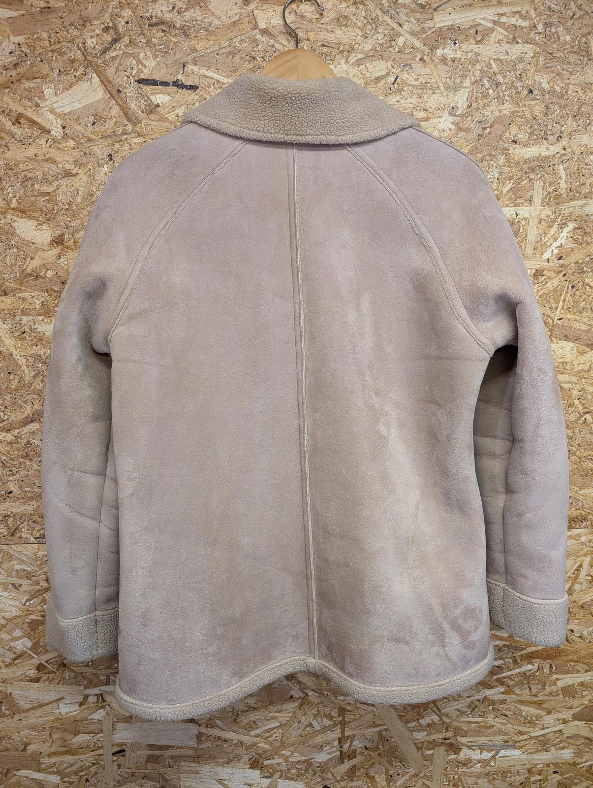 Laura Ashley Jacket Medium Women Faux Shearling Beige Button Vintage Warm Winter