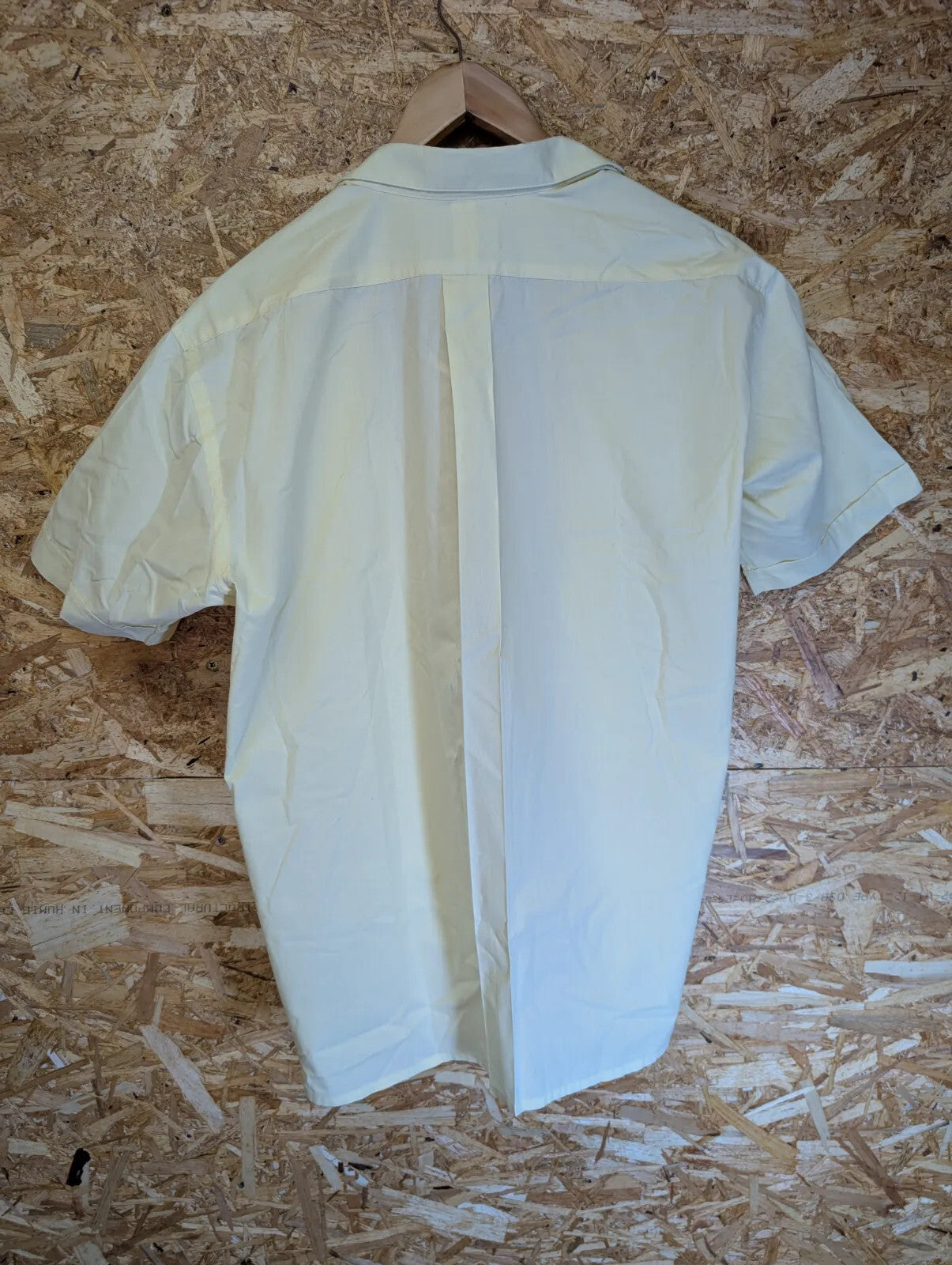 Vintage Thomas Burberry Short Sleeve Button Up Shirt Mens XL Yellow Cream Cotton