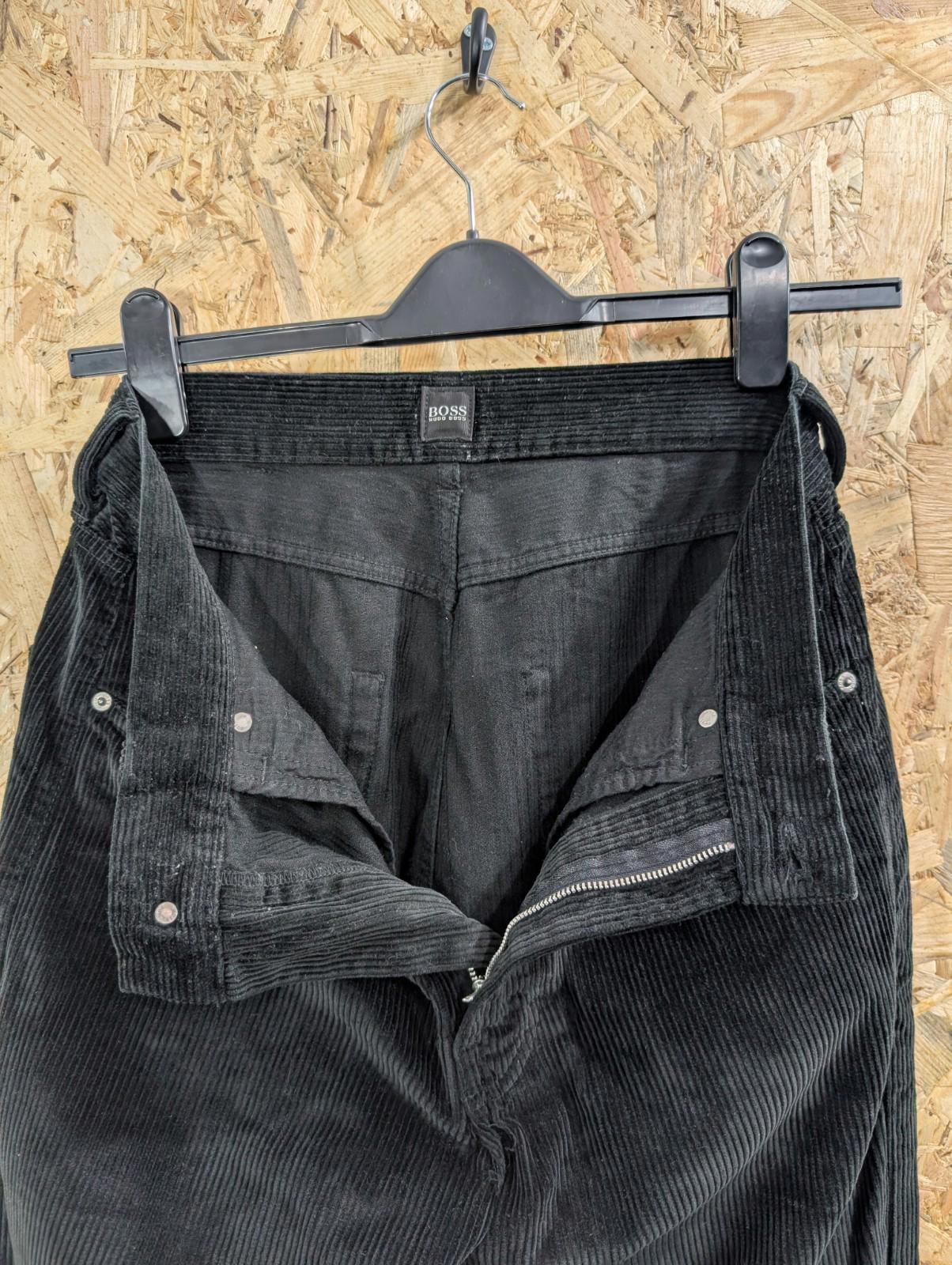 Hugo Boss Cords Trousers W32 L34 Arkansas Black Pants Straight Fit Zip Corduroy