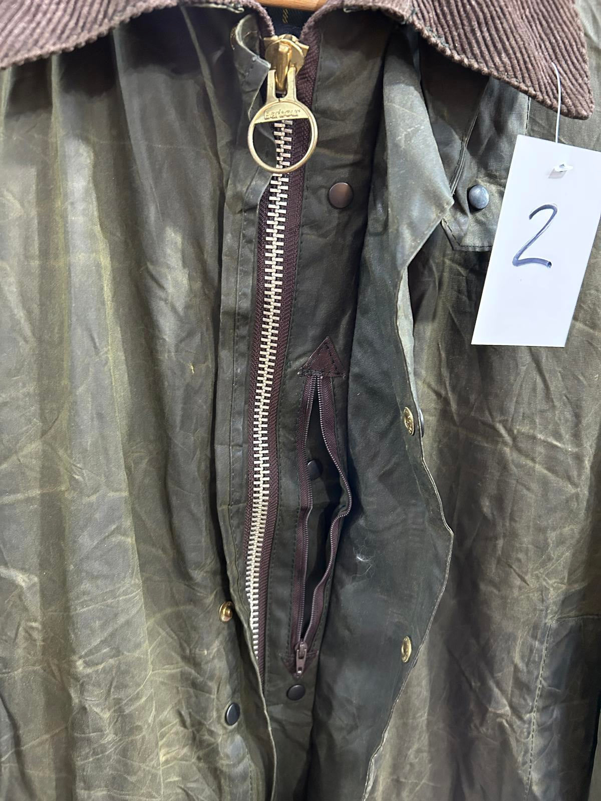 Barbour Border A200 Waxed Cotton Jacket Vintage 80s Olive Green C42 Large