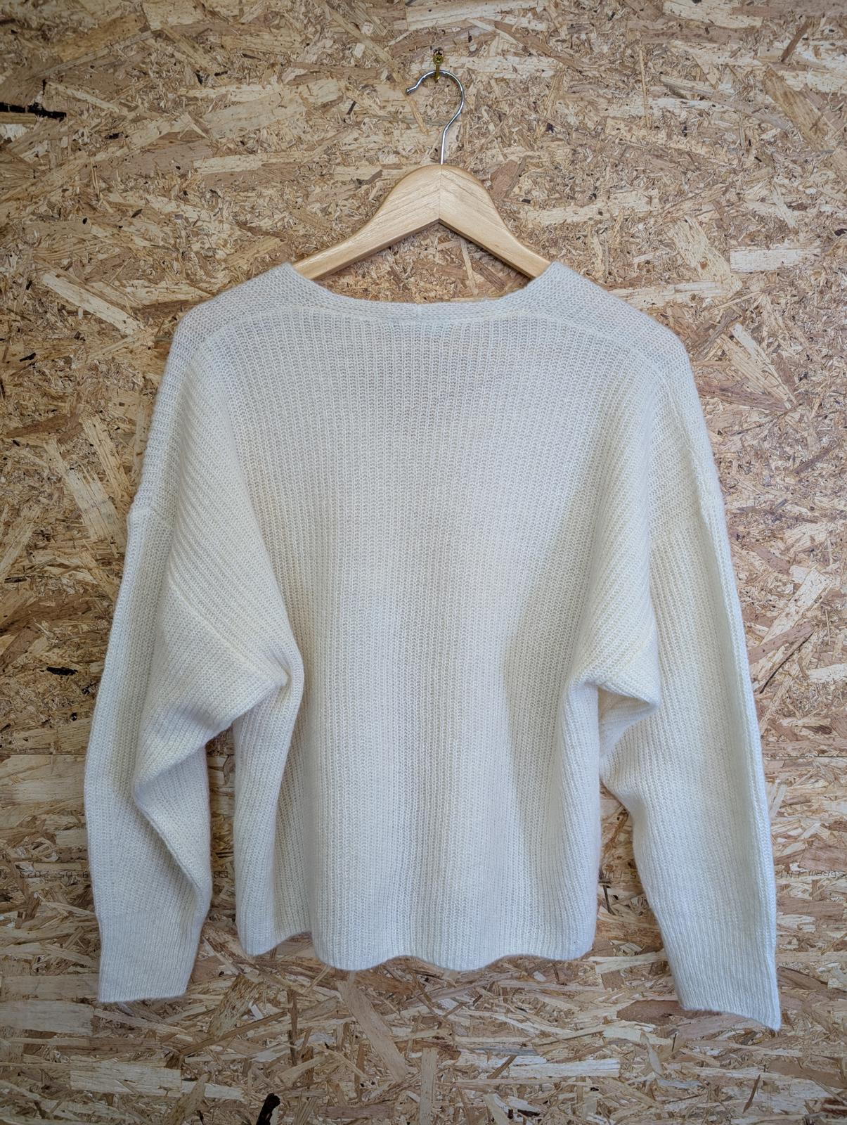 United Colours of Benetton XS-S V-Neck Jumper Soft Knit Oversize Sweater White