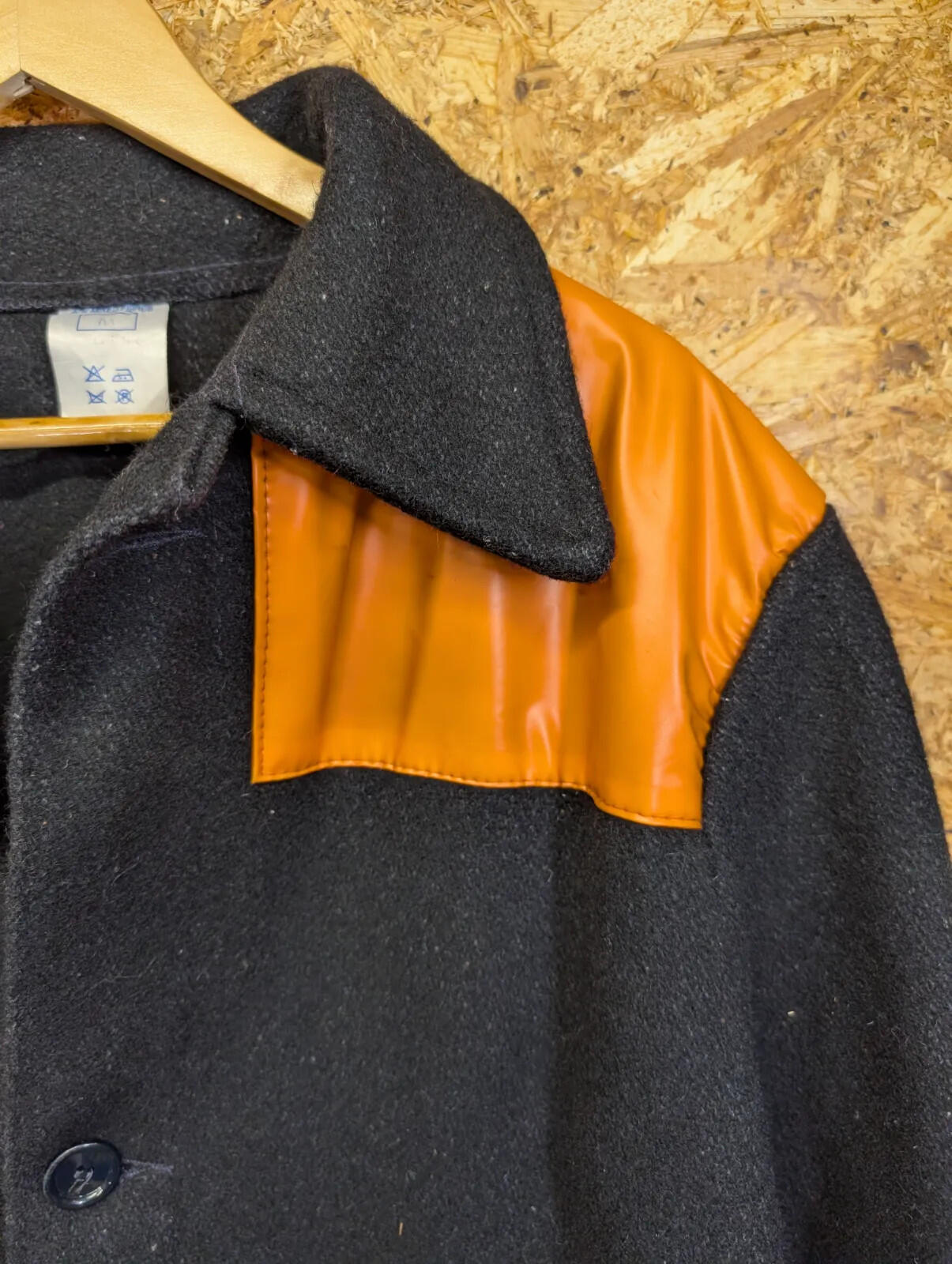 Vintage Donkey Jacket Mens Medium Black Orange NCB Coal Chore Wool 70s Button