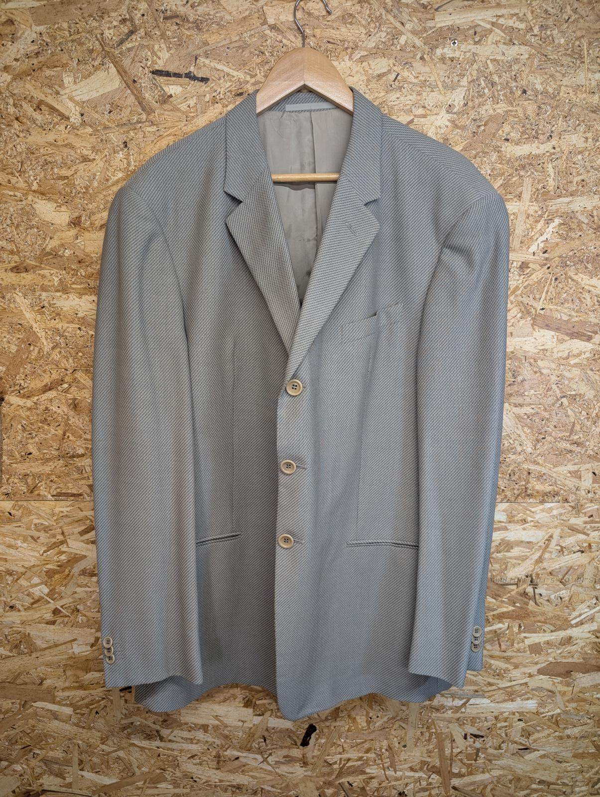 Armani Collezioni Wool Blazer 44R XL Light Blue Jacket Designer Tricot-effect