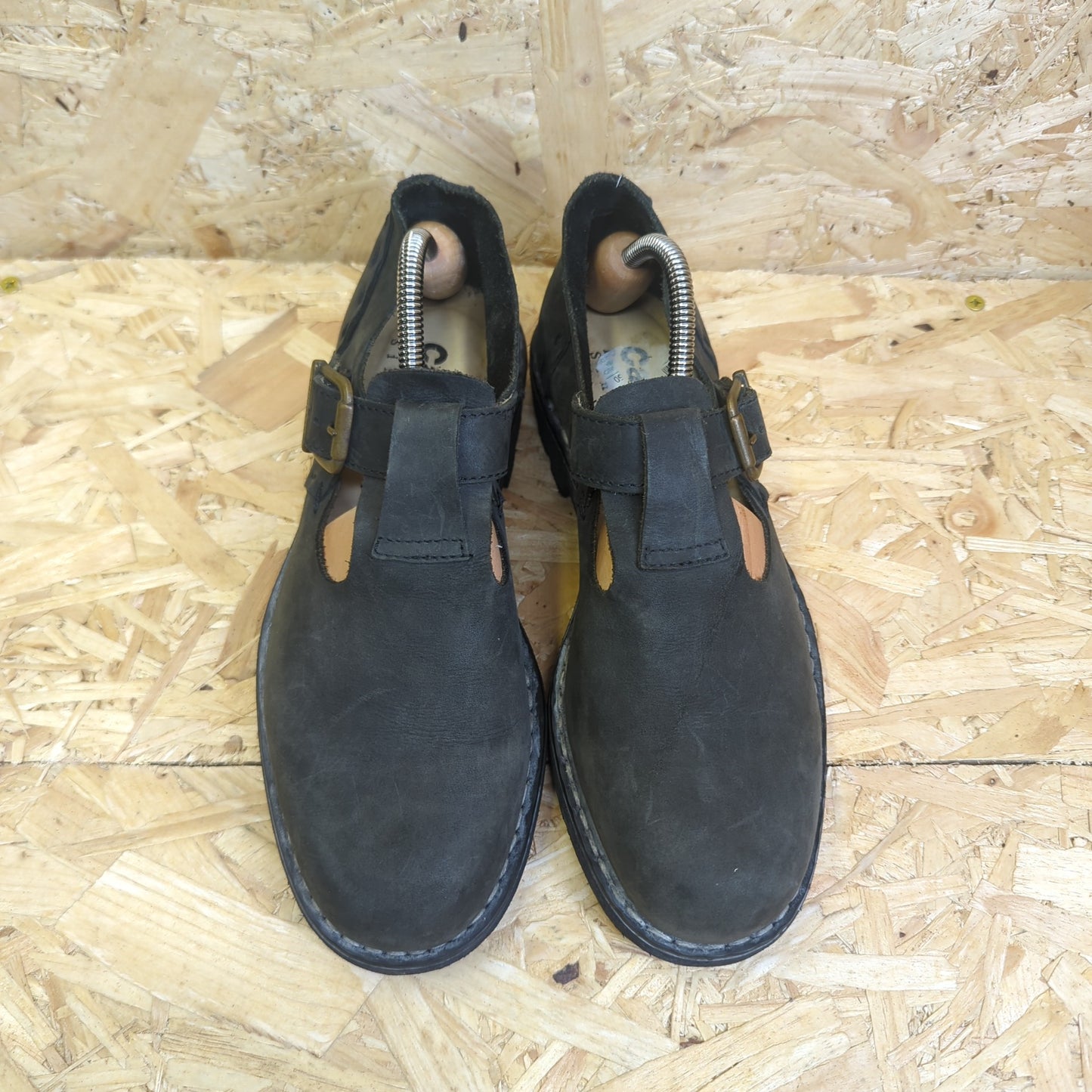 Callaghan Black Leather Buckle Mary Jane Shoes Rubber Sole Size 8 UK EUR 42 41