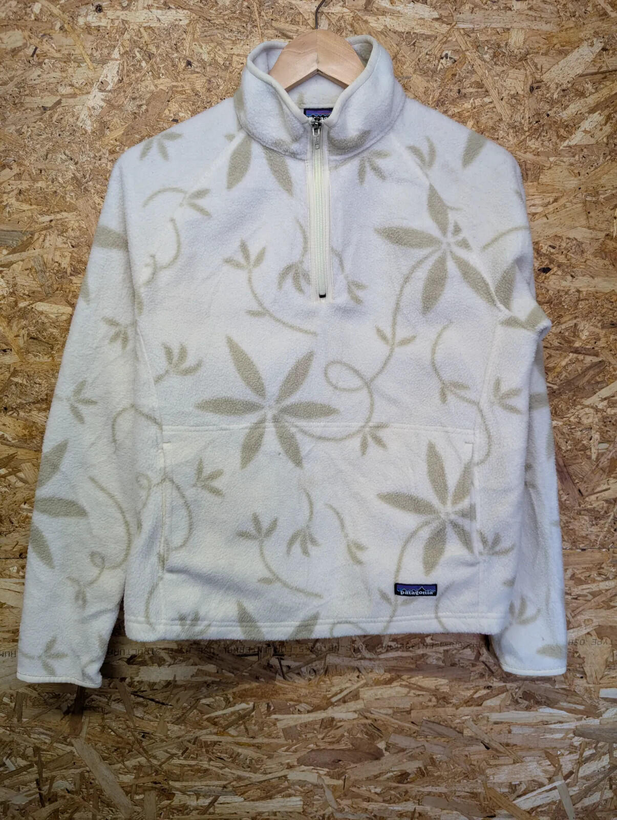 Patagonia Synchilla Fleece Pullover Women Medium Ivory Floral Snap-T Cream White