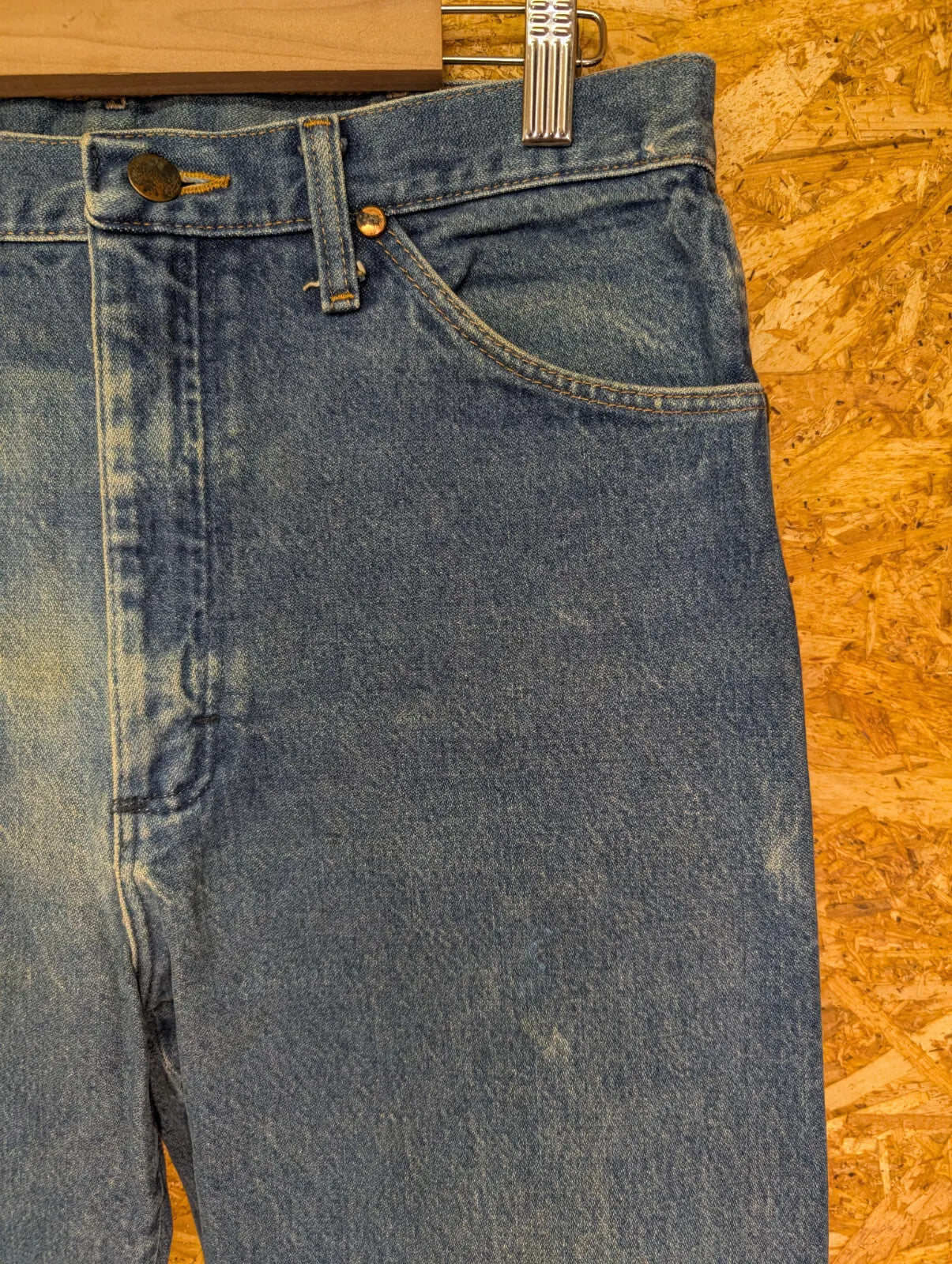 Wrangler 13MWZ Jeans Mens W33 L36 Blue Denim Regular Straight Western Vintage