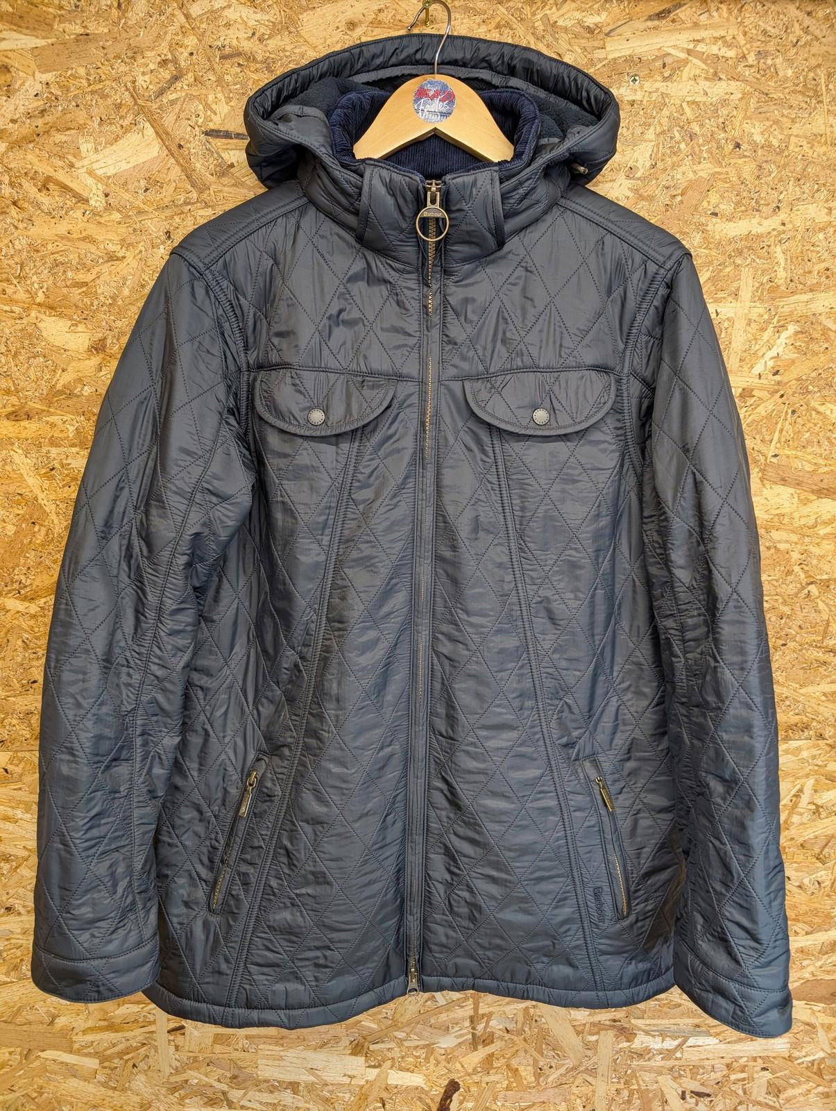 Barbour Grace Polarquilt Jacket UK 18 Women Quilted Hooded Navy Warm Fleece
