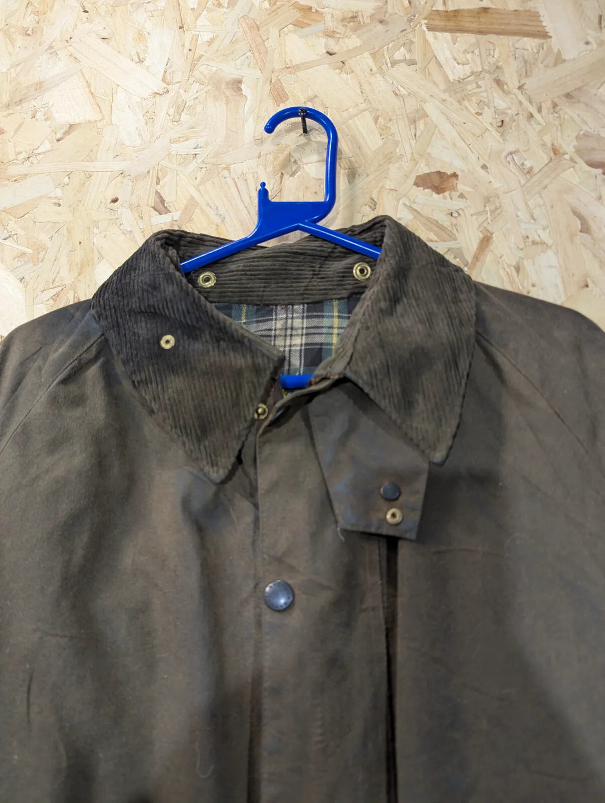 Vintage Barbour Moorland Brown Wax Jacket Mens XL C44 A50 Tartan 90s England