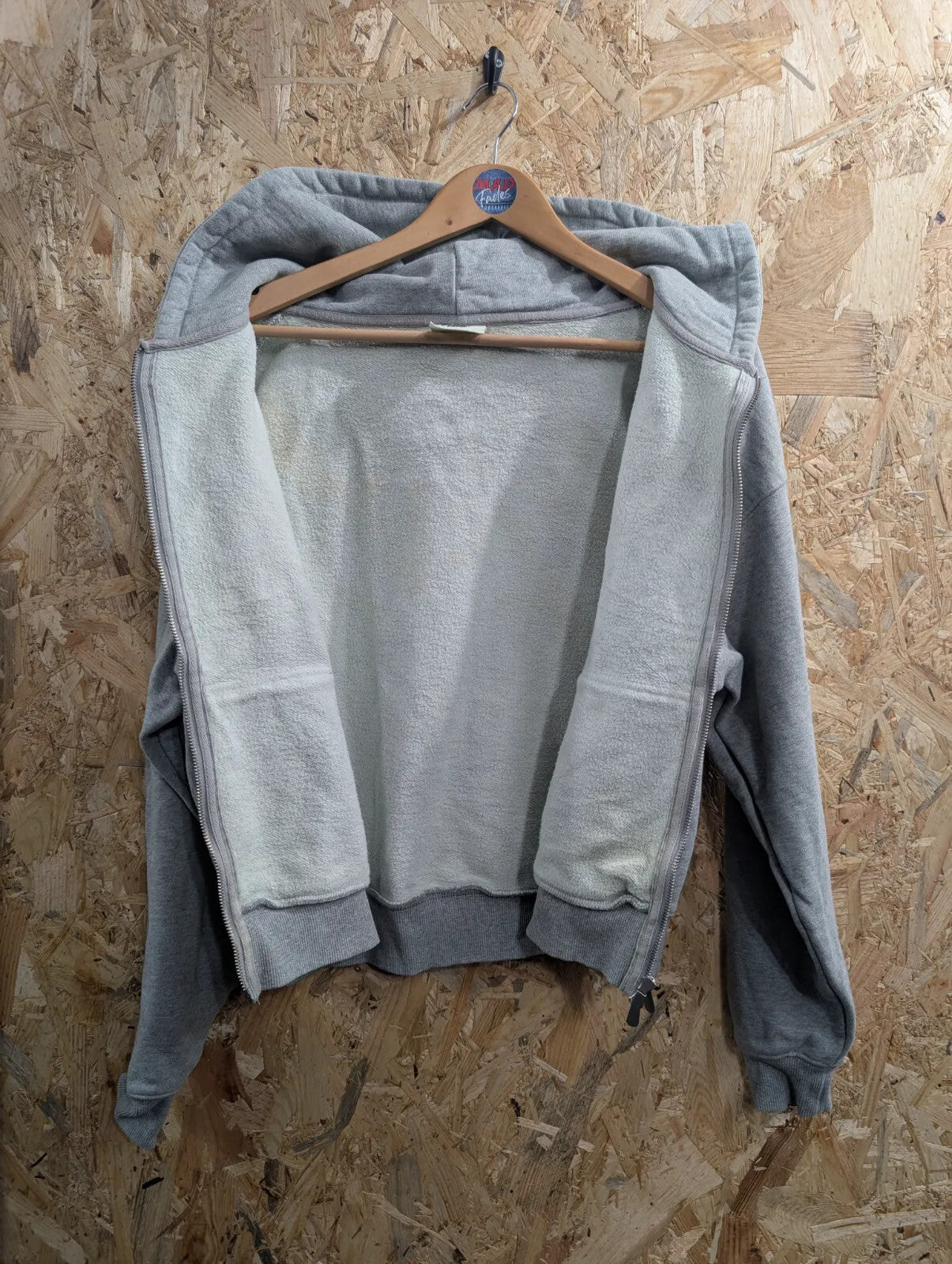 Broken Planet Zip Hoodie Womens XS Grey Oversized Organic Cotton Zip Puff Logo