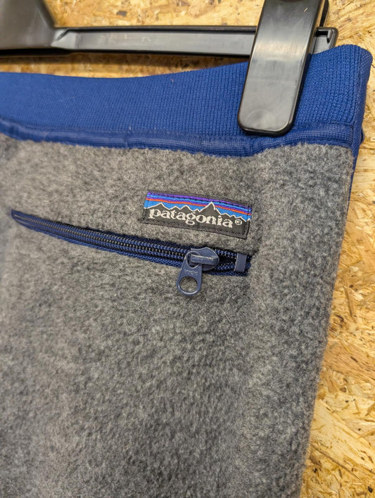 Patagonia Large Fleece Joggers Synchilla Zip Side Grey Navy Blue Vintage 90s USA