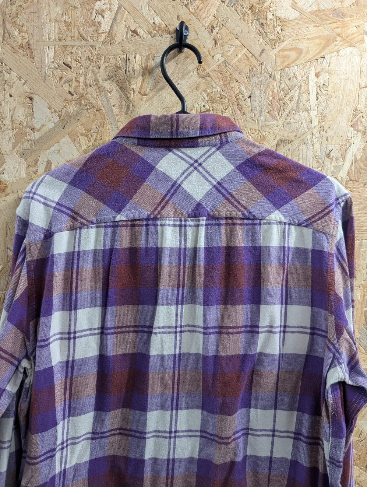 Diesel Shirt Mens Medium Purple Cream Plaid Flannel Long Sleeve Cotton Check
