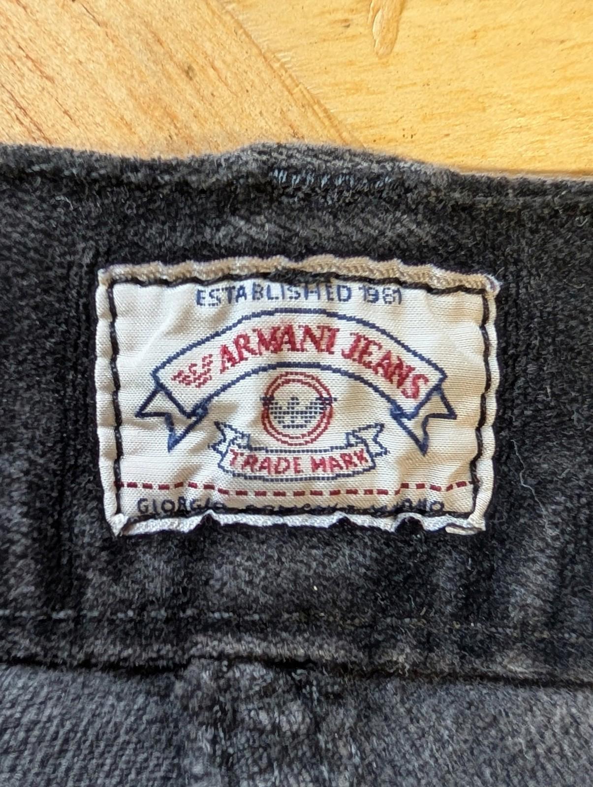 Armani Jeans Trousers Size W26 L31 Women Black Velvet Moleskin Vintage 90s Rock