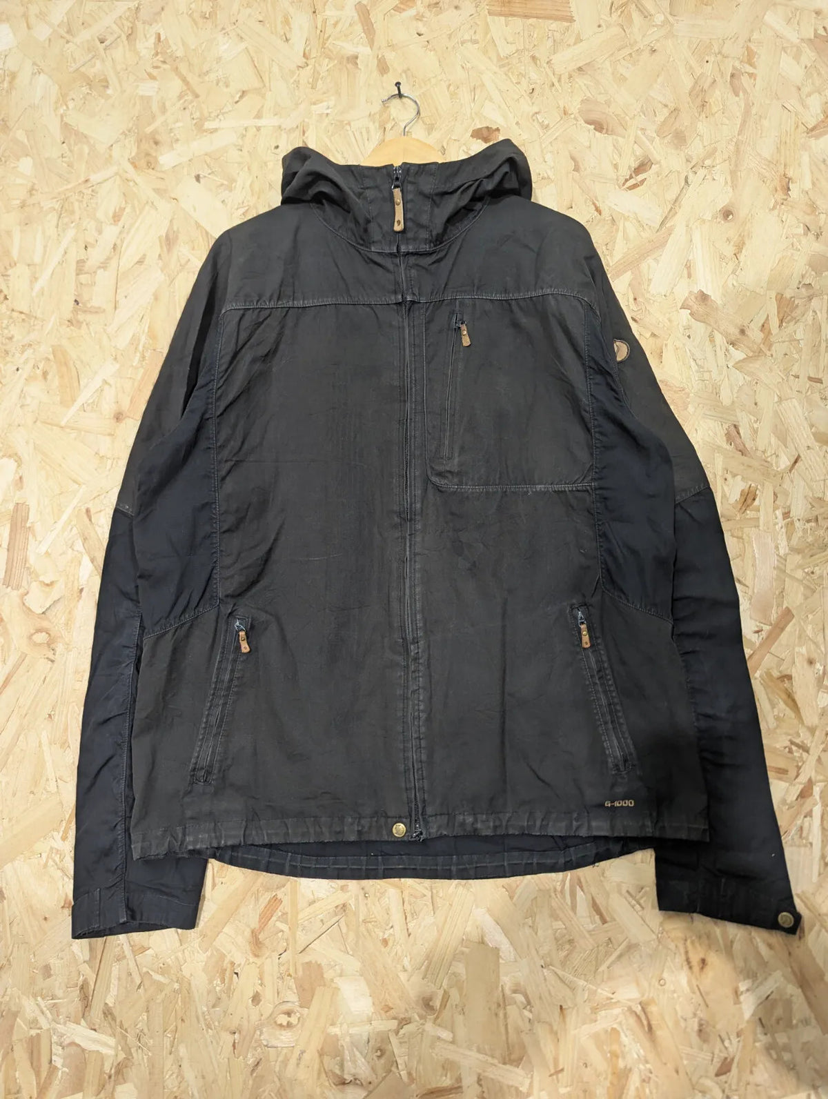 Fjallraven Sten Jacket Mens XXL Black G1000 Wax Canvas Hooded Pockets Parka