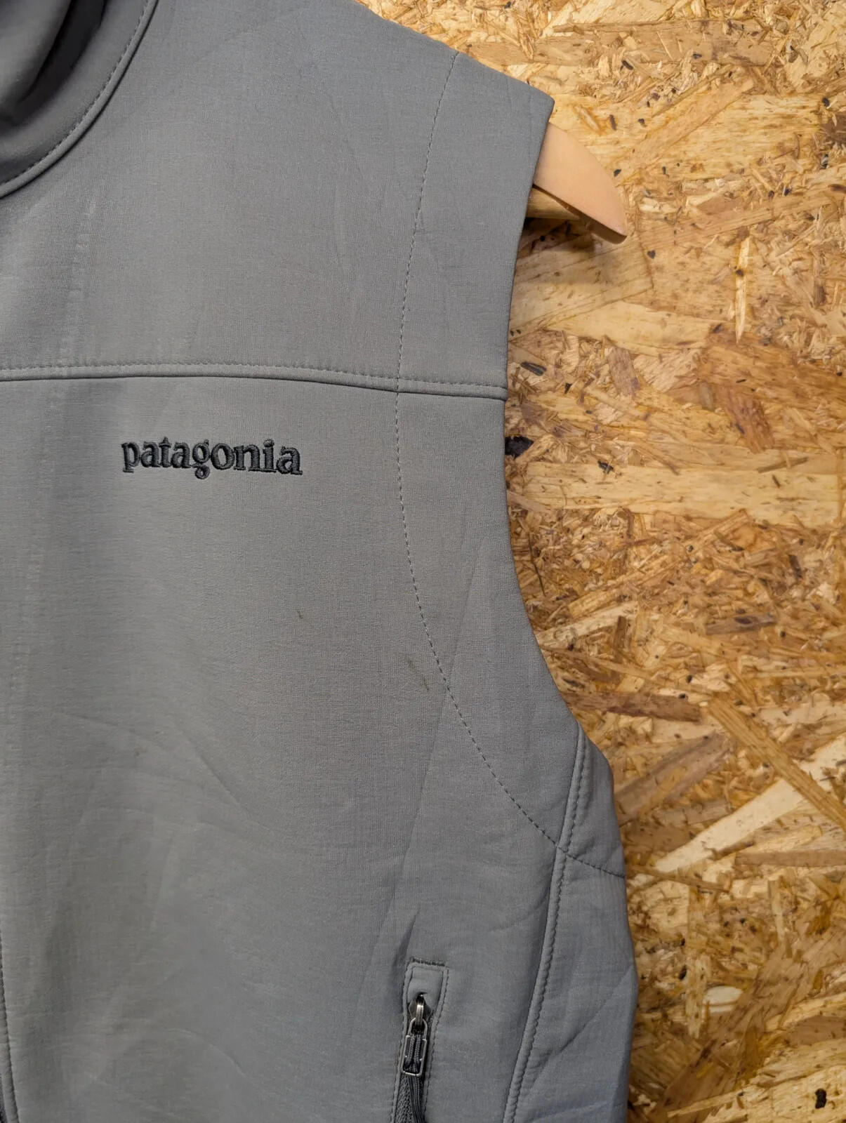 Patagonia Adze Fleece Vest Men Small Grey Polartec Zip Stretch Gilet Body Warmer