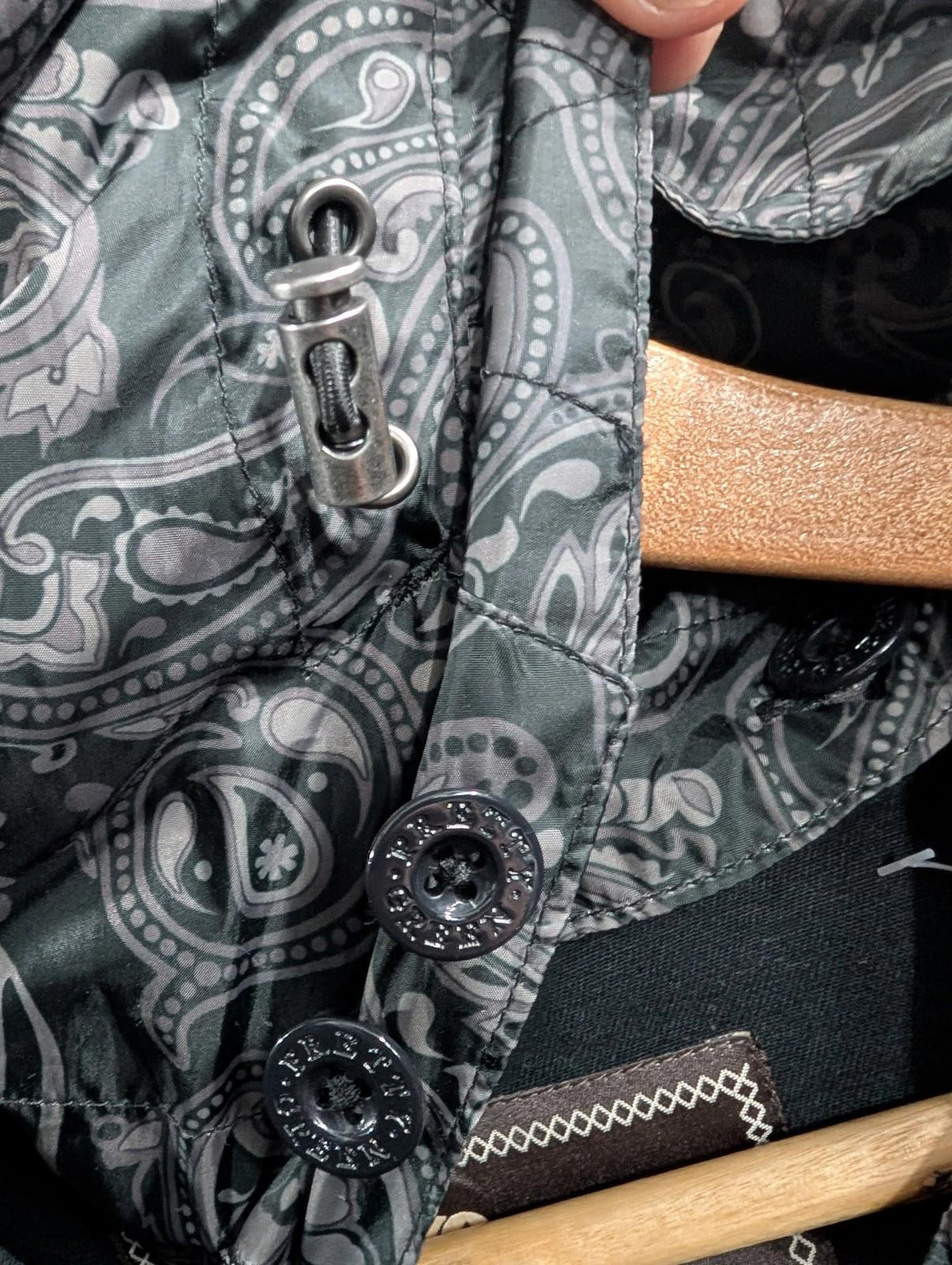 Pretty Green Parka Jacket XL Men Long Paisley Lined Hood Black Gallagher Oasis