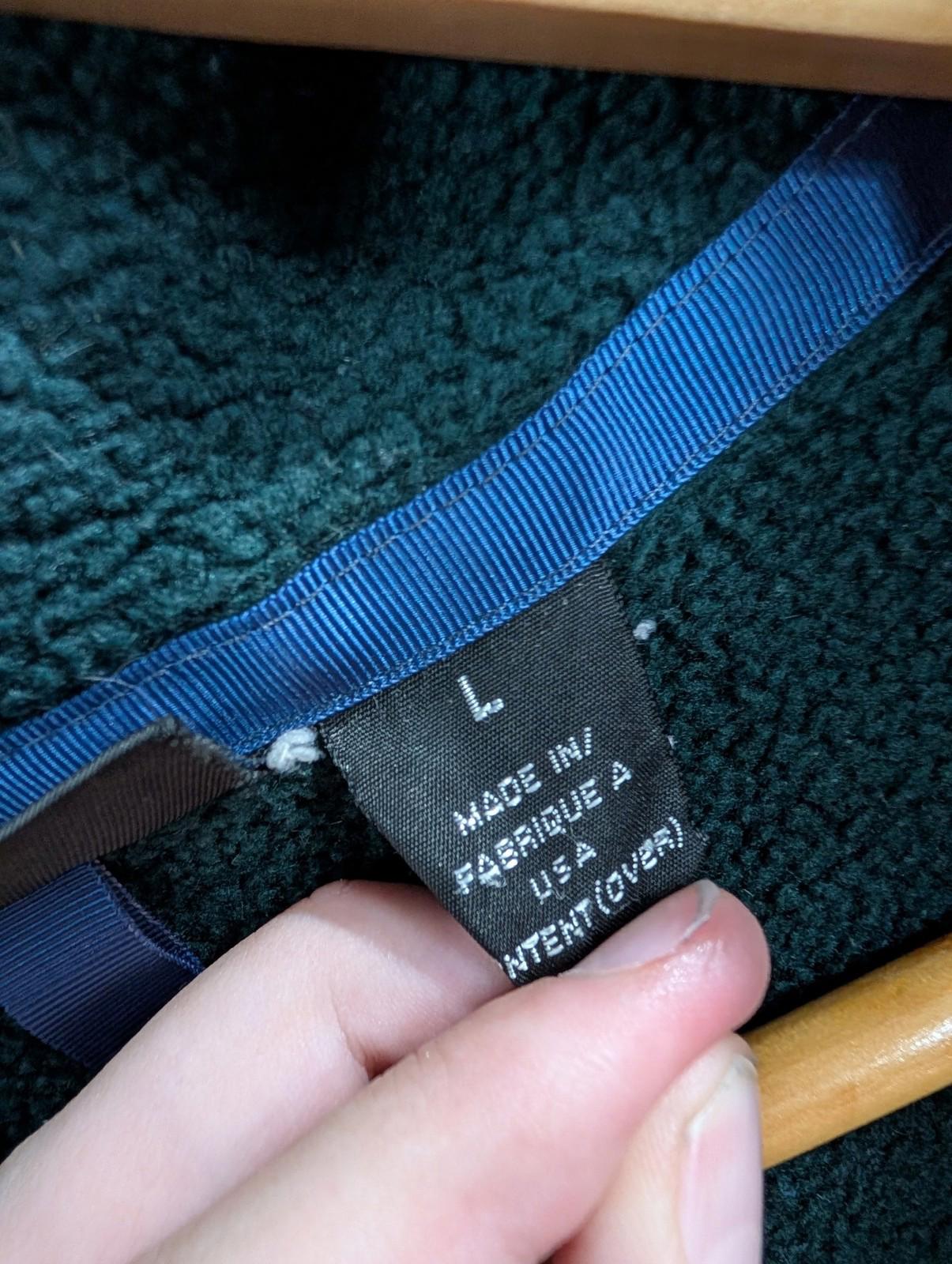 Patagonia Fleece Jacket Large Men Zip Pockets Green Hiking Vintage 90s Y2K Gorp