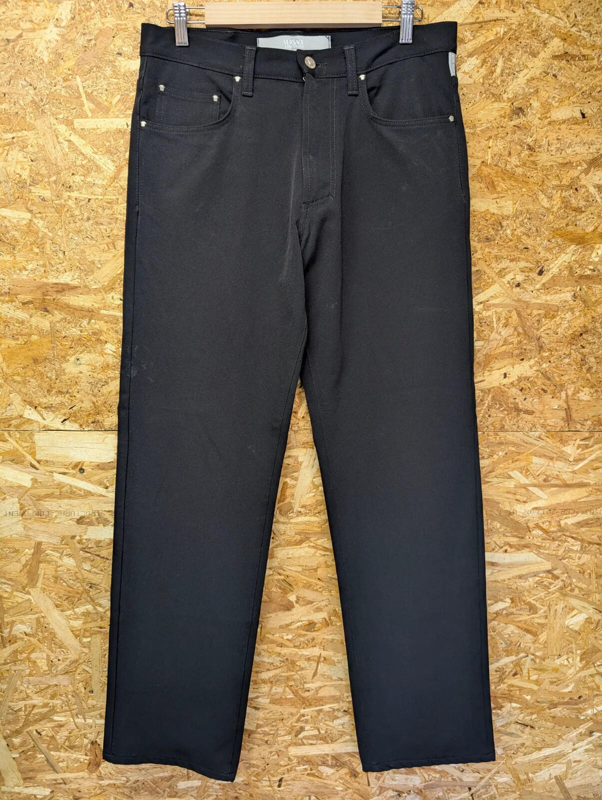 Versace Jeans Couture Trousers Mens W34 L32 Black Stretch Zip Fly Vintage 90s