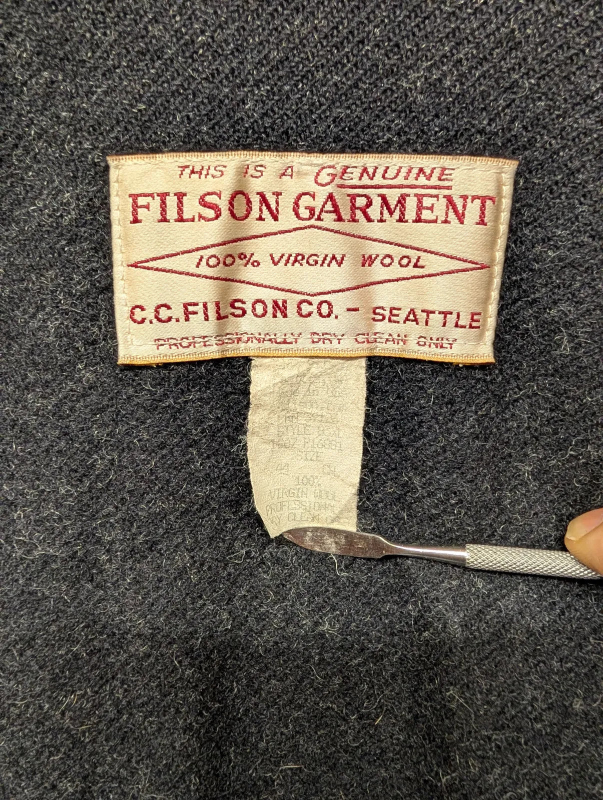 Filson Double Mackinaw Coat Large 42 Wool Jacket Forest Green Made USA Lot 83XL