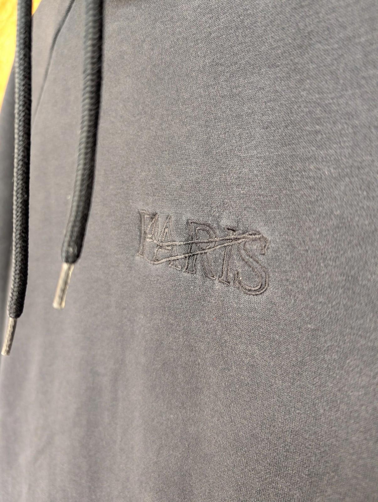 Nike Paris Hoodie Mens Small Pullover Embroidered Logo Black Grey Cotton Blend