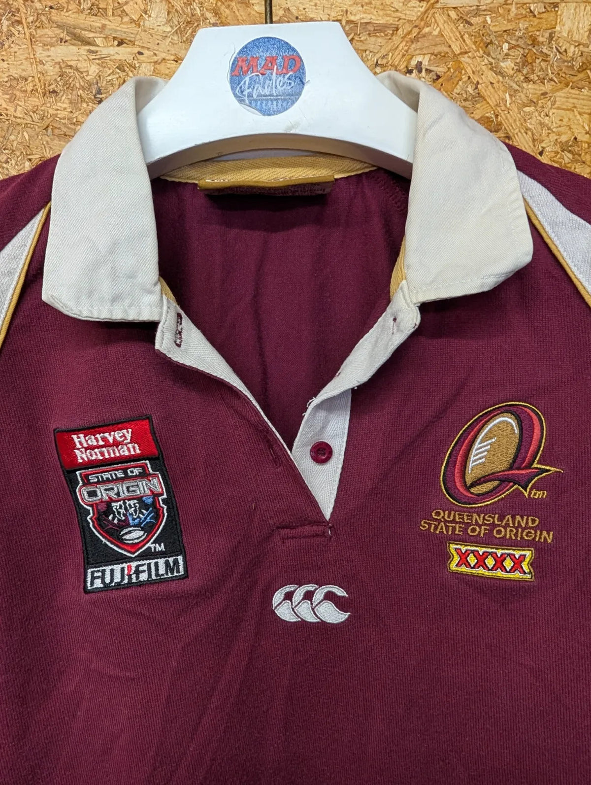 Queensland Maroons Home 2003 Rugby To Womens 14 State of Origin L/S Button CCC