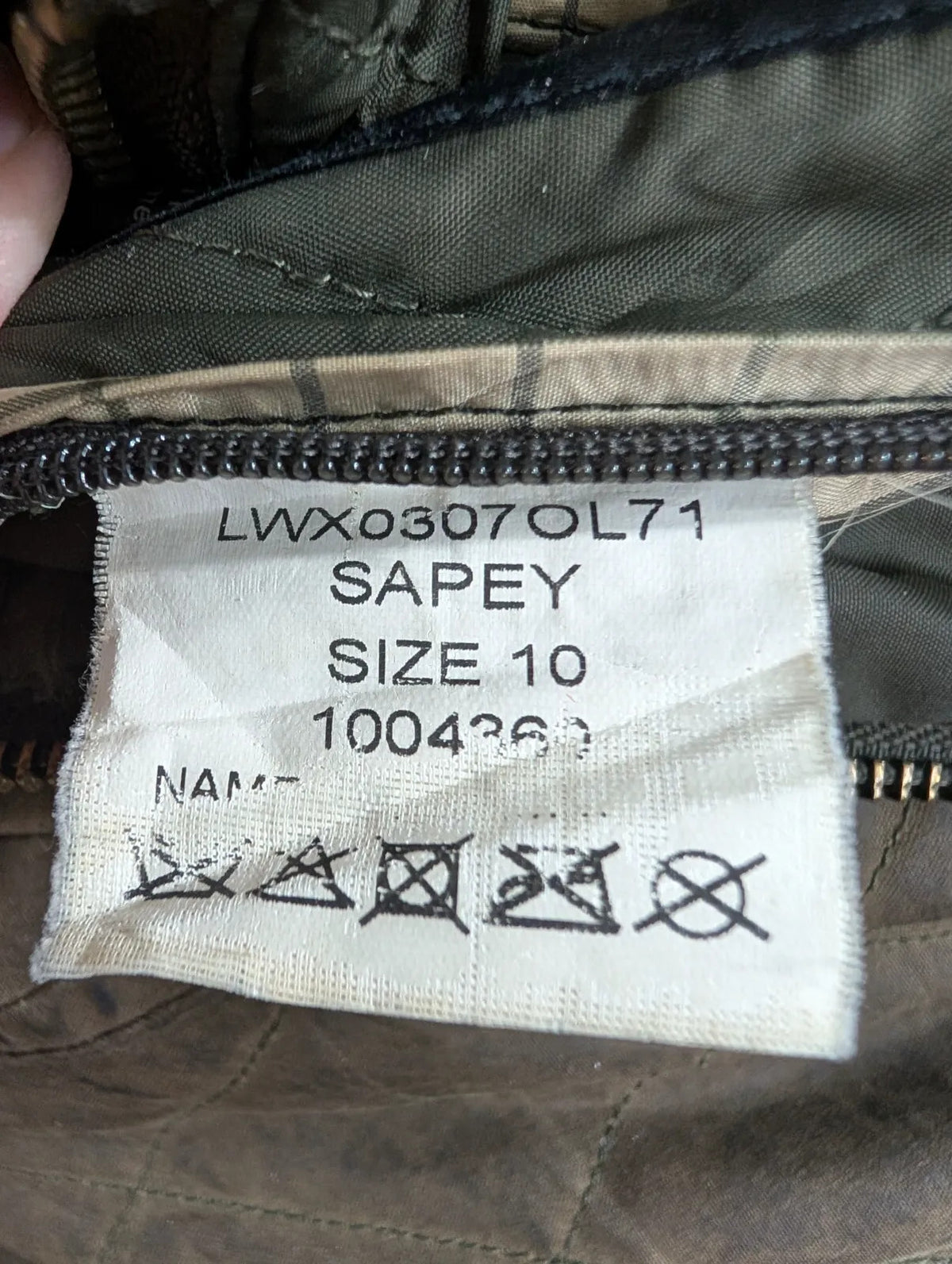 Barbour Sapey Wax Jacket Womens UK10 Khaki Green Cotton Quilted Corduroy Utility