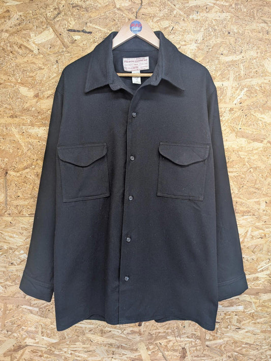 Filson Jac Shirt Large 2XL Men 48 USA Virgin Wool Cruiser Navy Blue Style 90