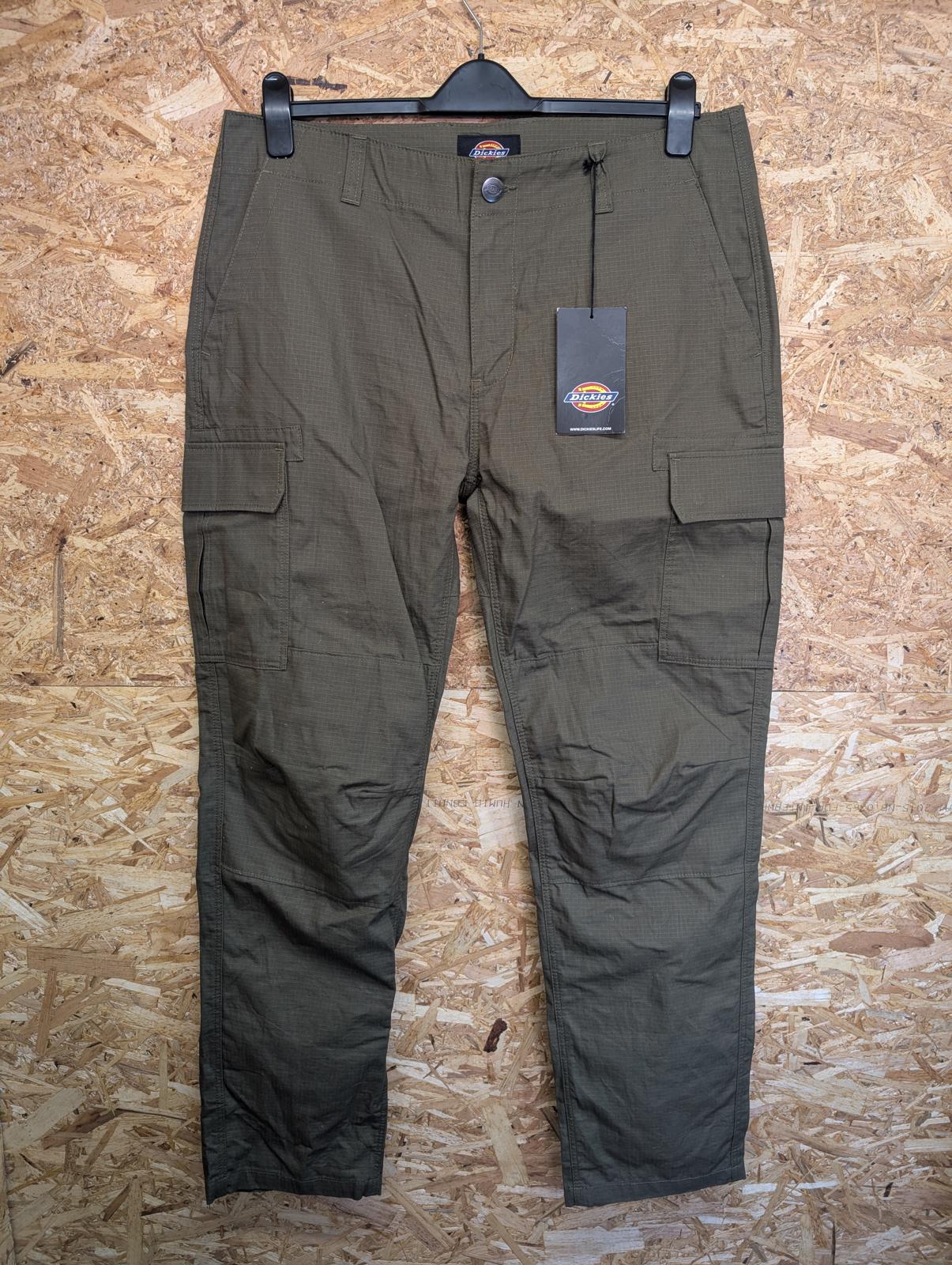 Dickies Cargo Pants W36 L32 Khaki Green Trousers Baggies Skate Carpenter Ripstop