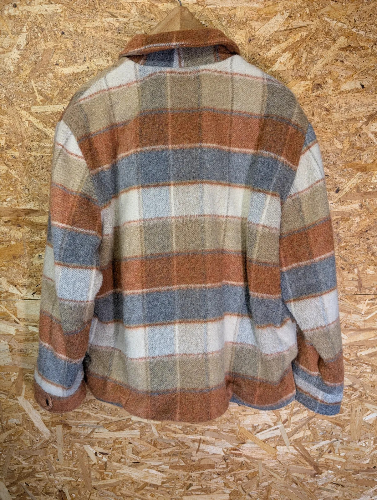 Vintage Styled By C&L Sportwear Jacket Large Brown Orange Wool Plaid Canada 70s